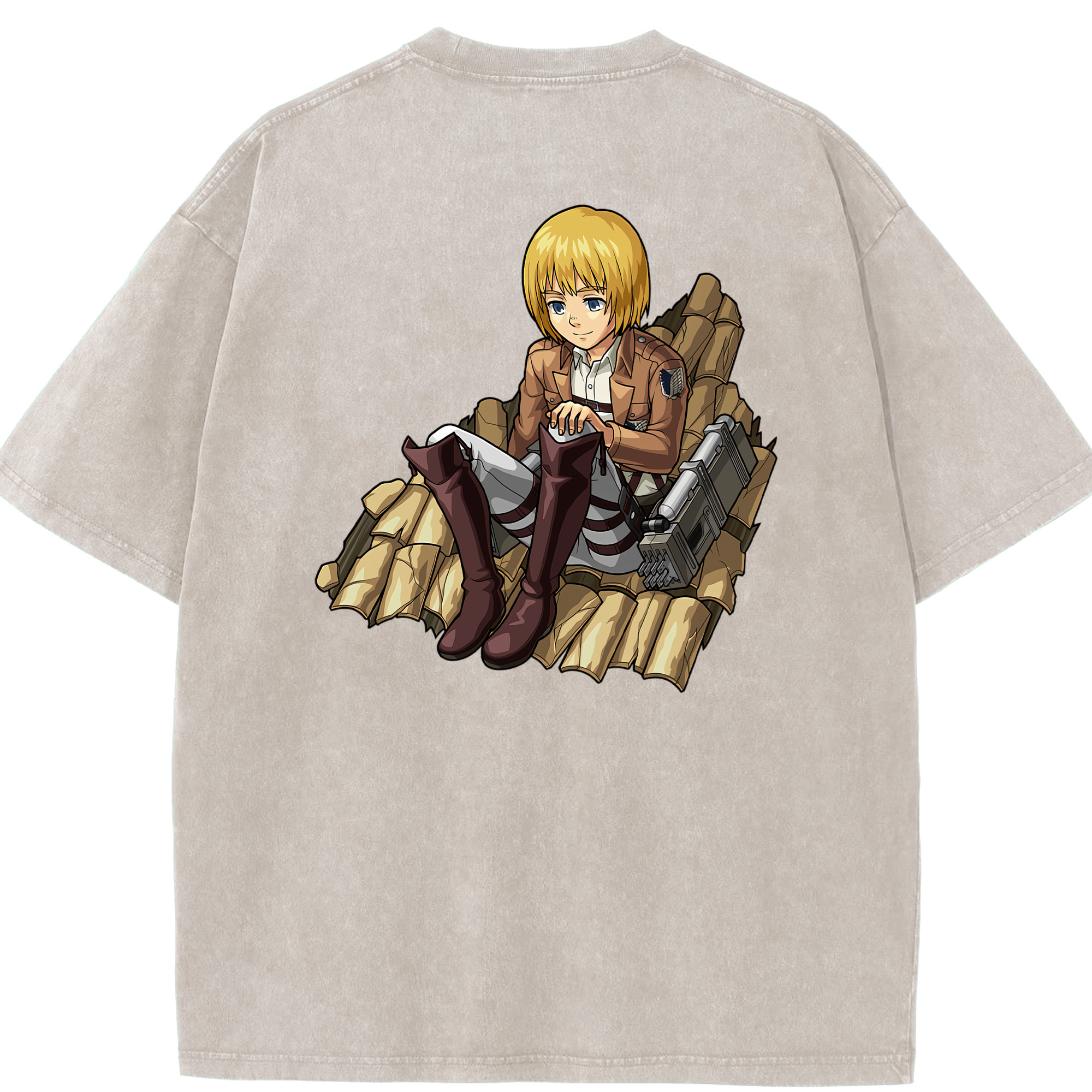 （画像用） 進撃の巨人 アルミン·アルレルト Attack on Titan Armin Arlert 綿100% ヴィンテージ風 半袖Tシャツ（背面プリント）