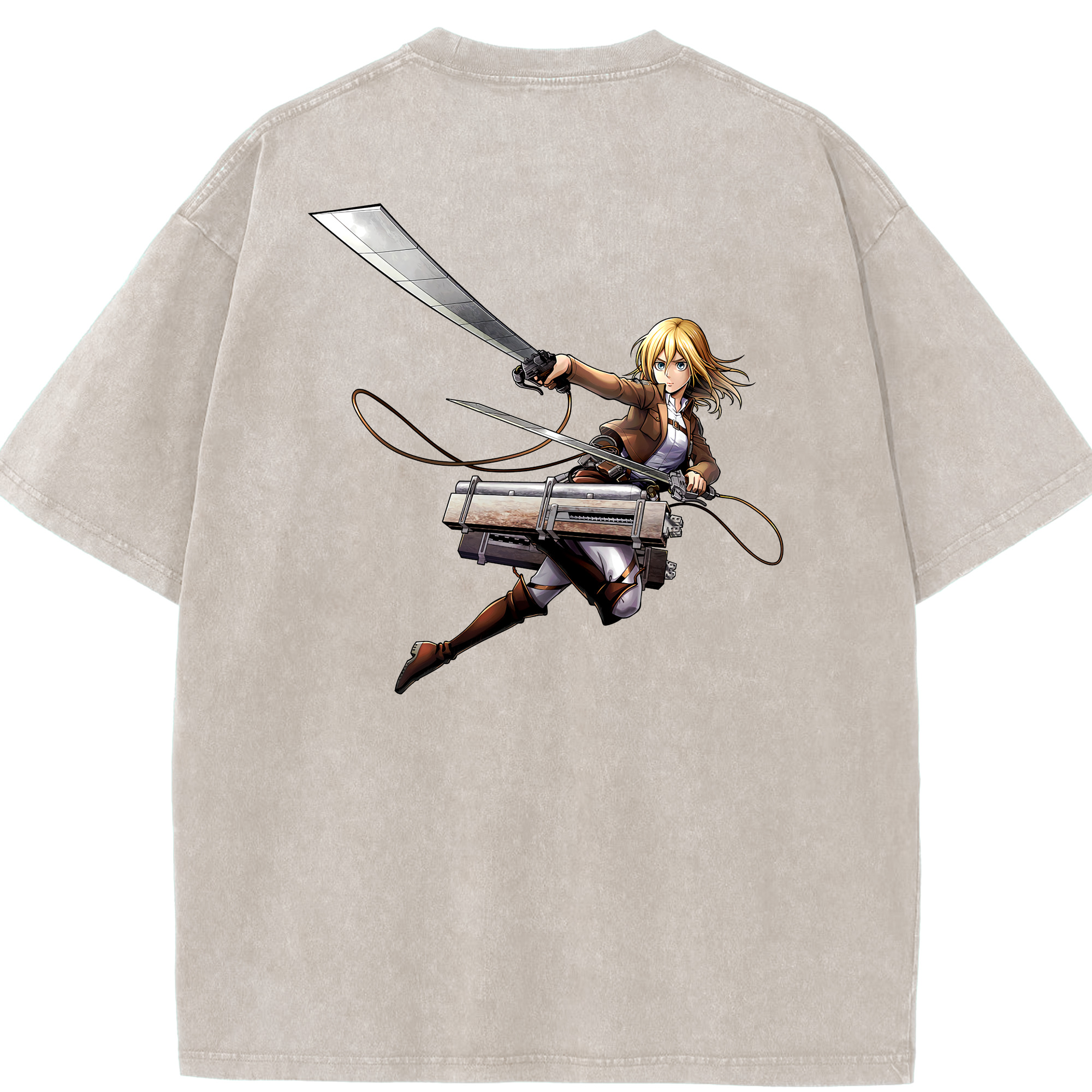 （画像用） 進撃の巨人 クリスタ·レンズ Attack on Titan Christa Lenz 綿100% ヴィンテージ風 半袖Tシャツ（背面プリント）