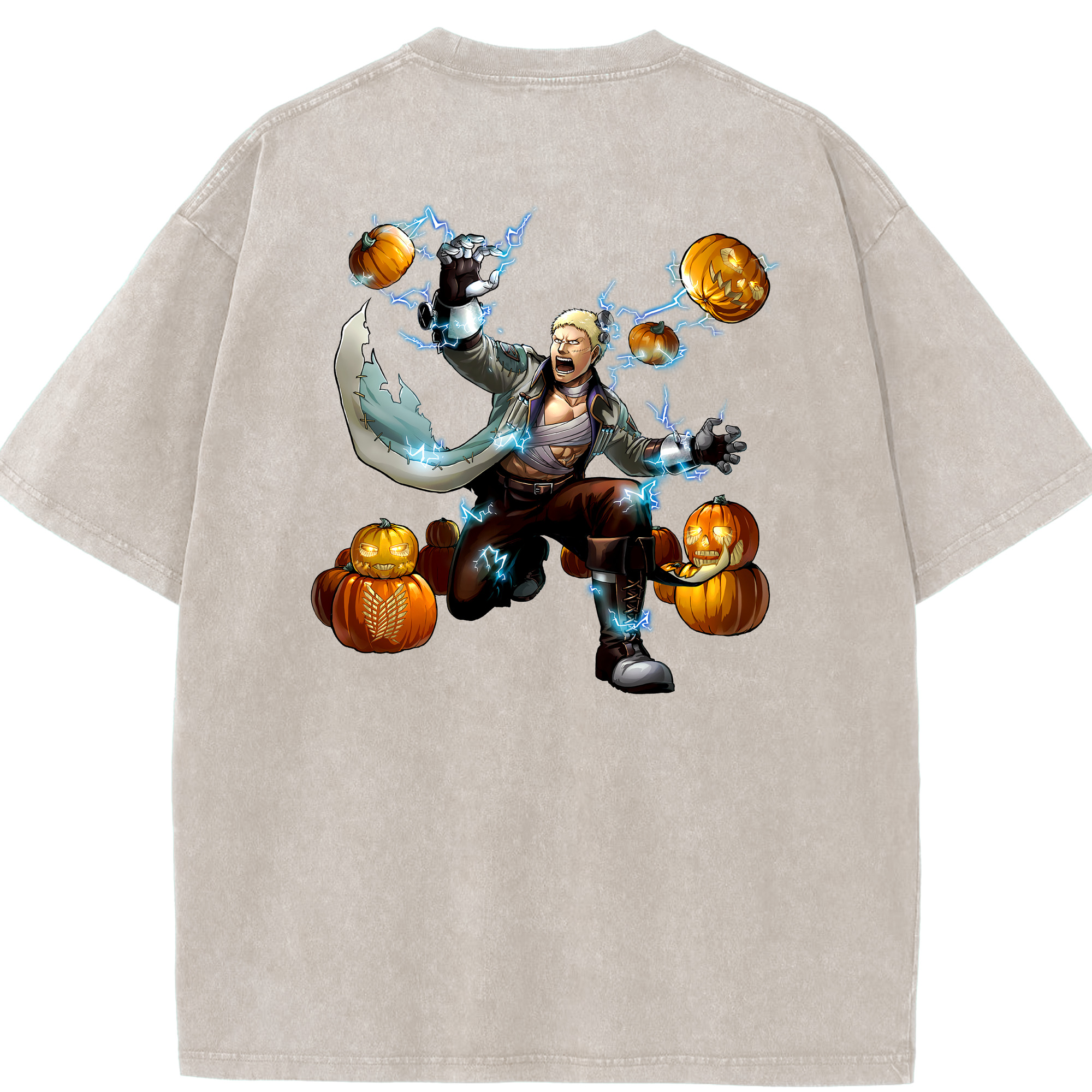 （画像用） 進撃の巨人 ライナー・ブラウン Attack on Titan Reiner Braun 綿100% ヴィンテージ風 半袖Tシャツ（背面プリント）