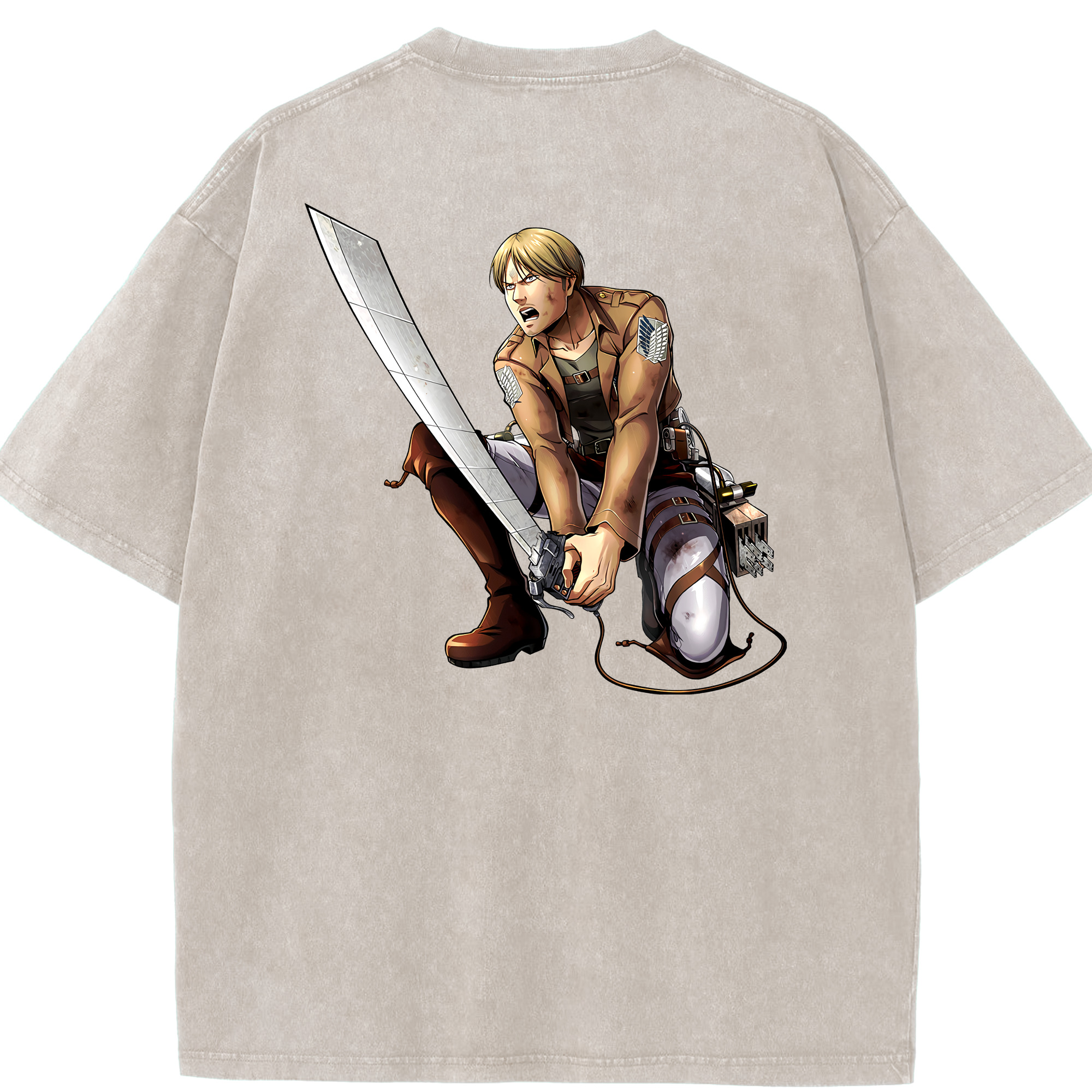 （画像用） 進撃の巨人 ミケ·ザカリアス Attack on Titan Mike Zakarius 綿100% ヴィンテージ風 半袖Tシャツ（背面プリント）