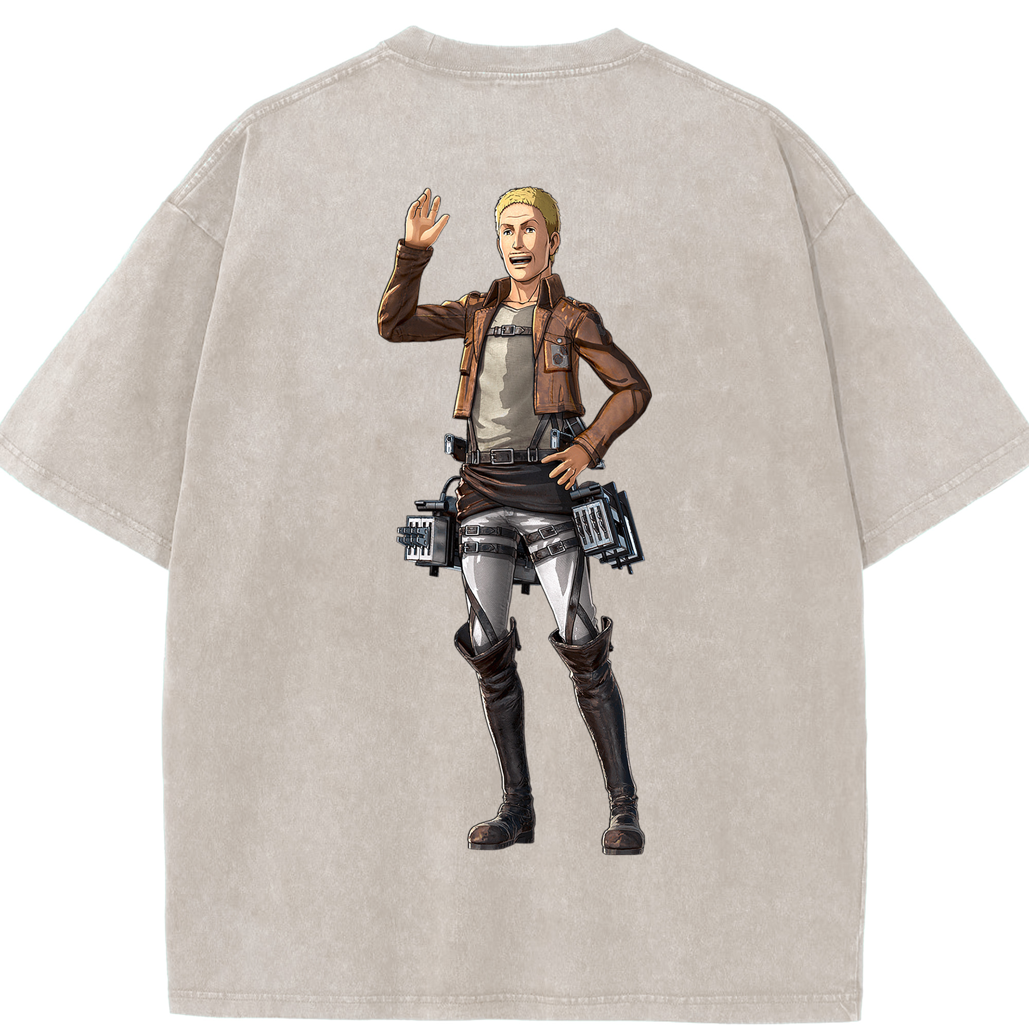 （画像用） 進撃の巨人 ハンネス Attack on Titan Hannes 綿100% ヴィンテージ風 半袖Tシャツ（背面プリント）