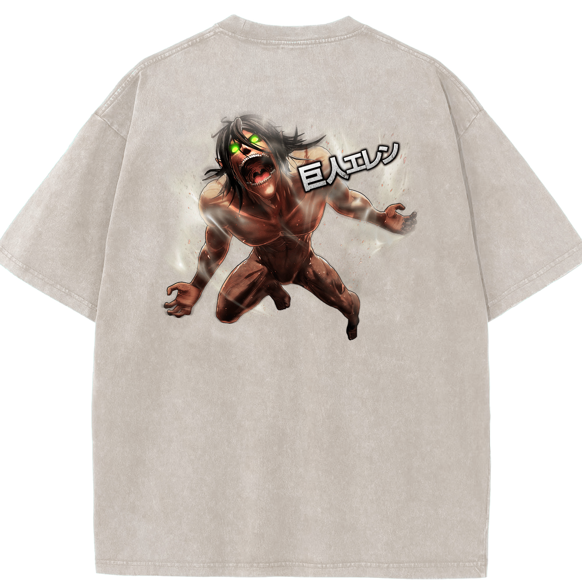 （画像用） 進撃の巨人 Attack on Titan 綿100% ヴィンテージ風 半袖Tシャツ（背面プリント）