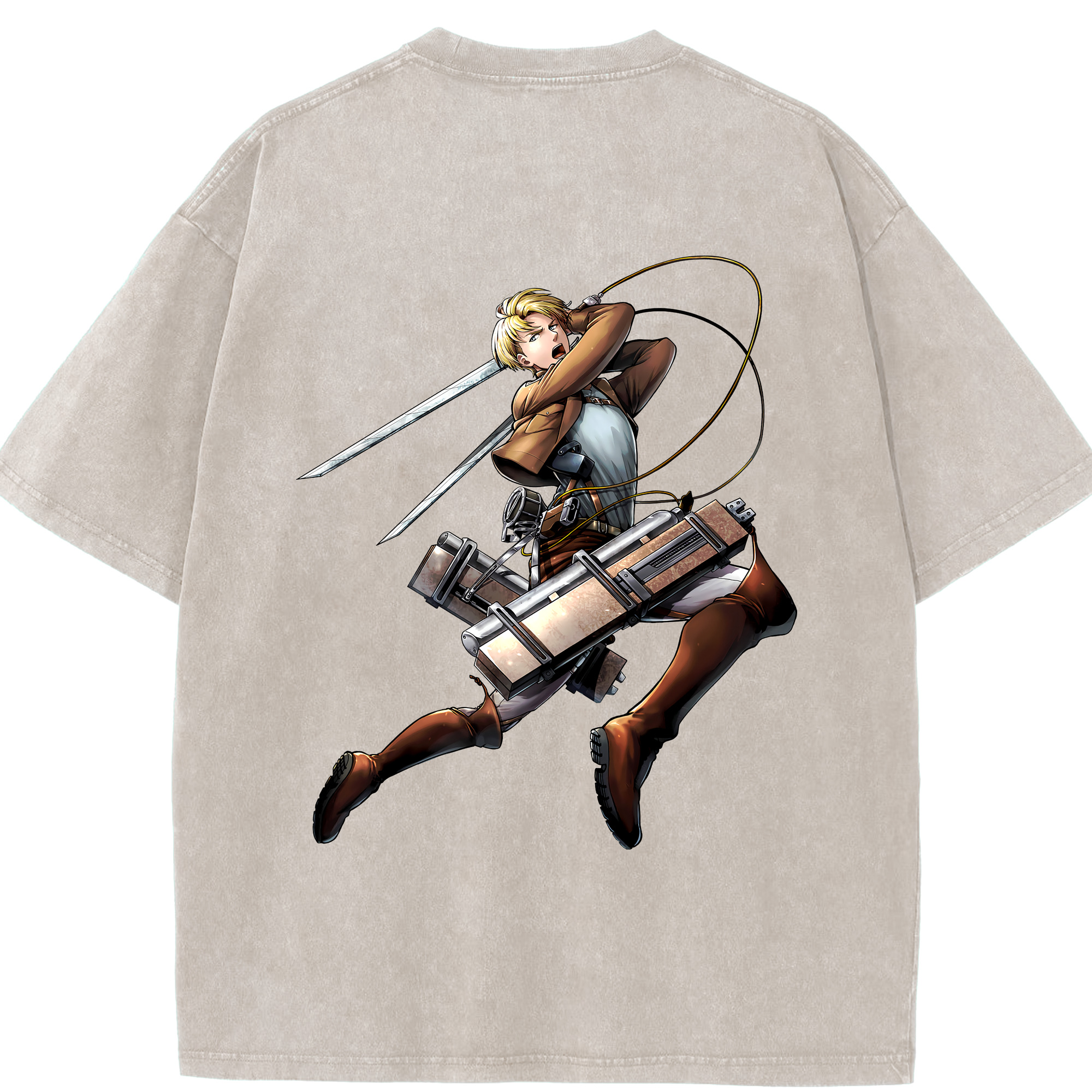 （画像用） 進撃の巨人 Attack on Titan 綿100% ヴィンテージ風 半袖Tシャツ（背面プリント）