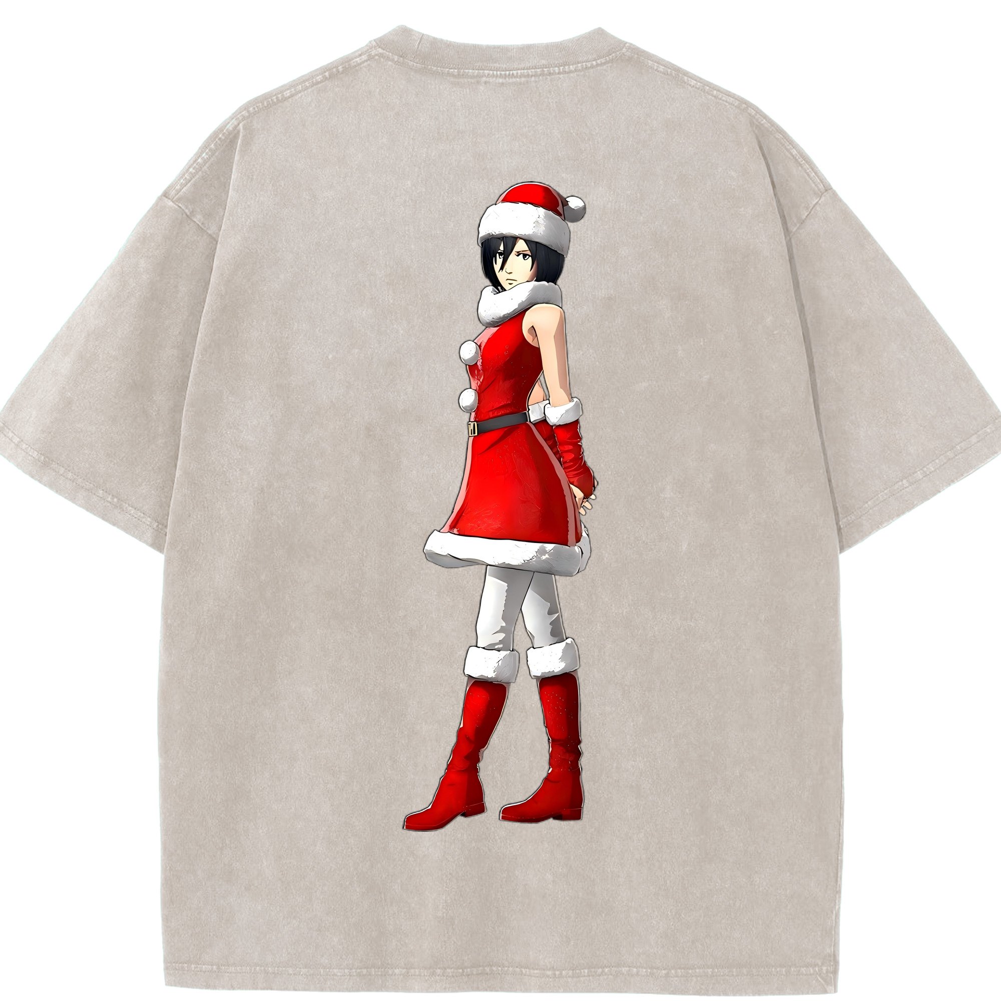 （画像用） 進撃の巨人 ミカサ·アッカーマン Attack on Titan Mikasa Ackerman 綿100% ヴィンテージ風 半袖Tシャツ（背面プリント）