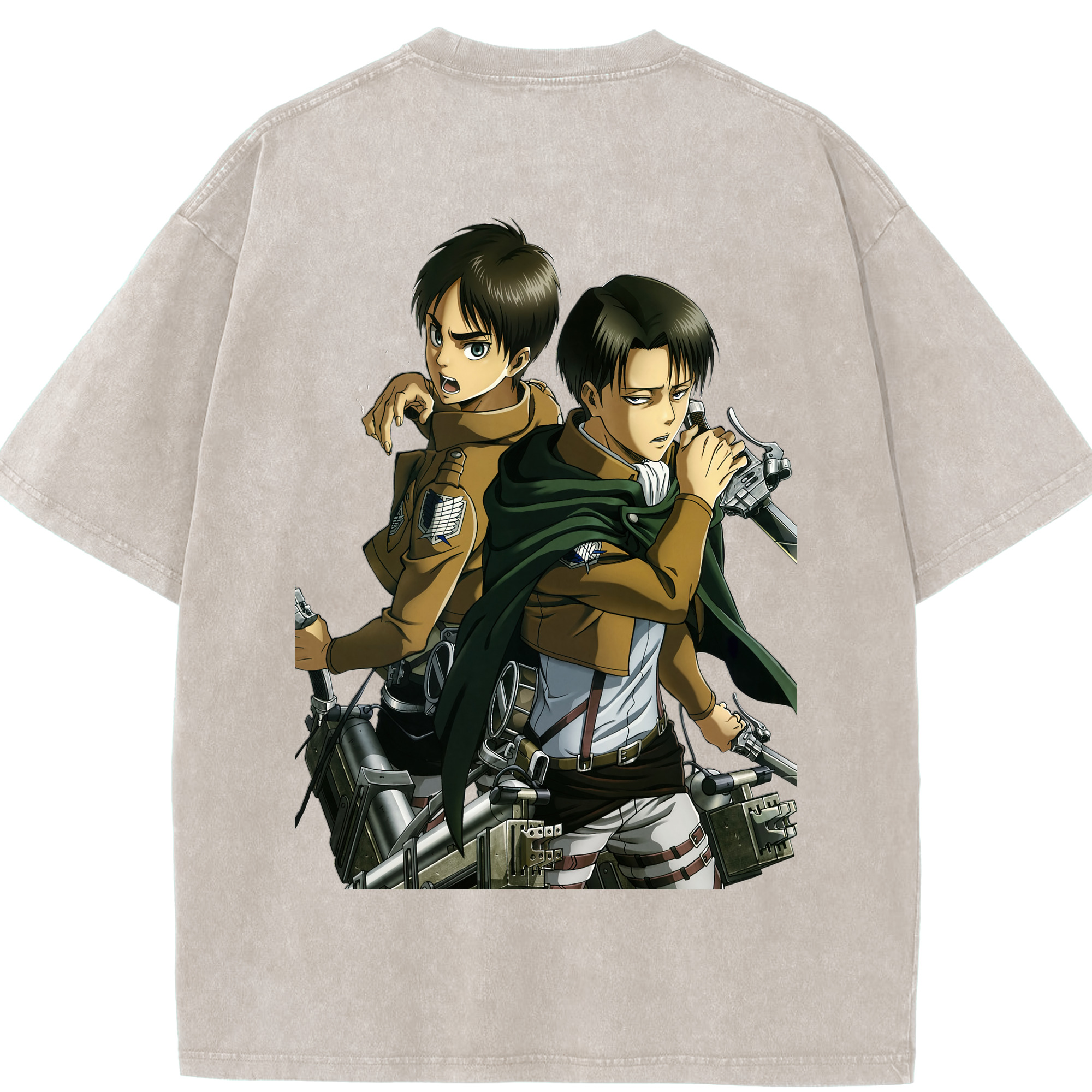 （画像用） 進撃の巨人 リヴァイ·アッカーマン Attack on Titan Levi Ackerman 綿100% ヴィンテージ風 半袖Tシャツ（背面プリント）