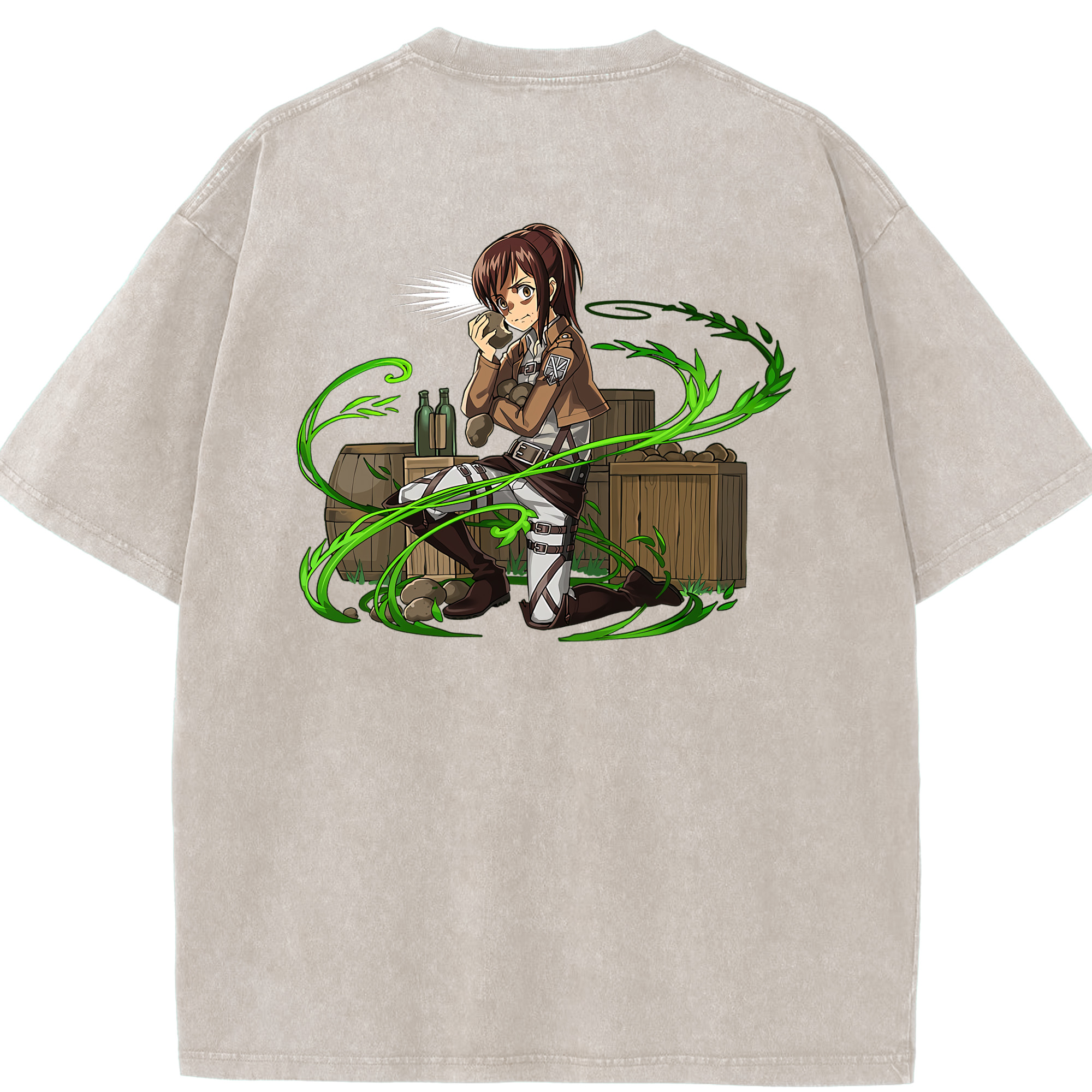 （画像用） 進撃の巨人 サシャ·ブラウス Attack on Titan Sasha Blaus 綿100% ヴィンテージ風 半袖Tシャツ（背面プリント）