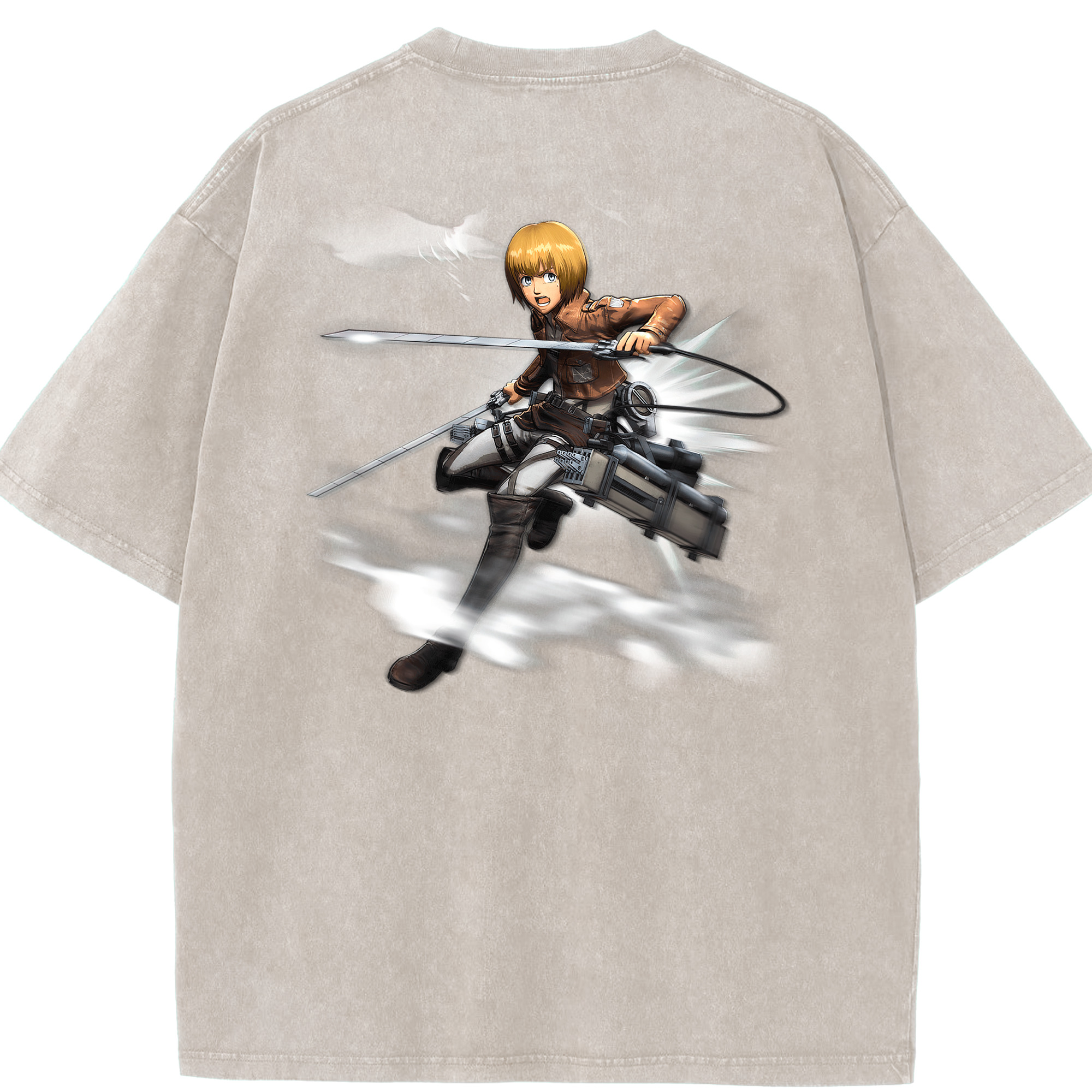 （画像用） 進撃の巨人 アルミン·アルレルト Attack on Titan Armin Arlert 綿100% ヴィンテージ風 半袖Tシャツ（背面プリント）