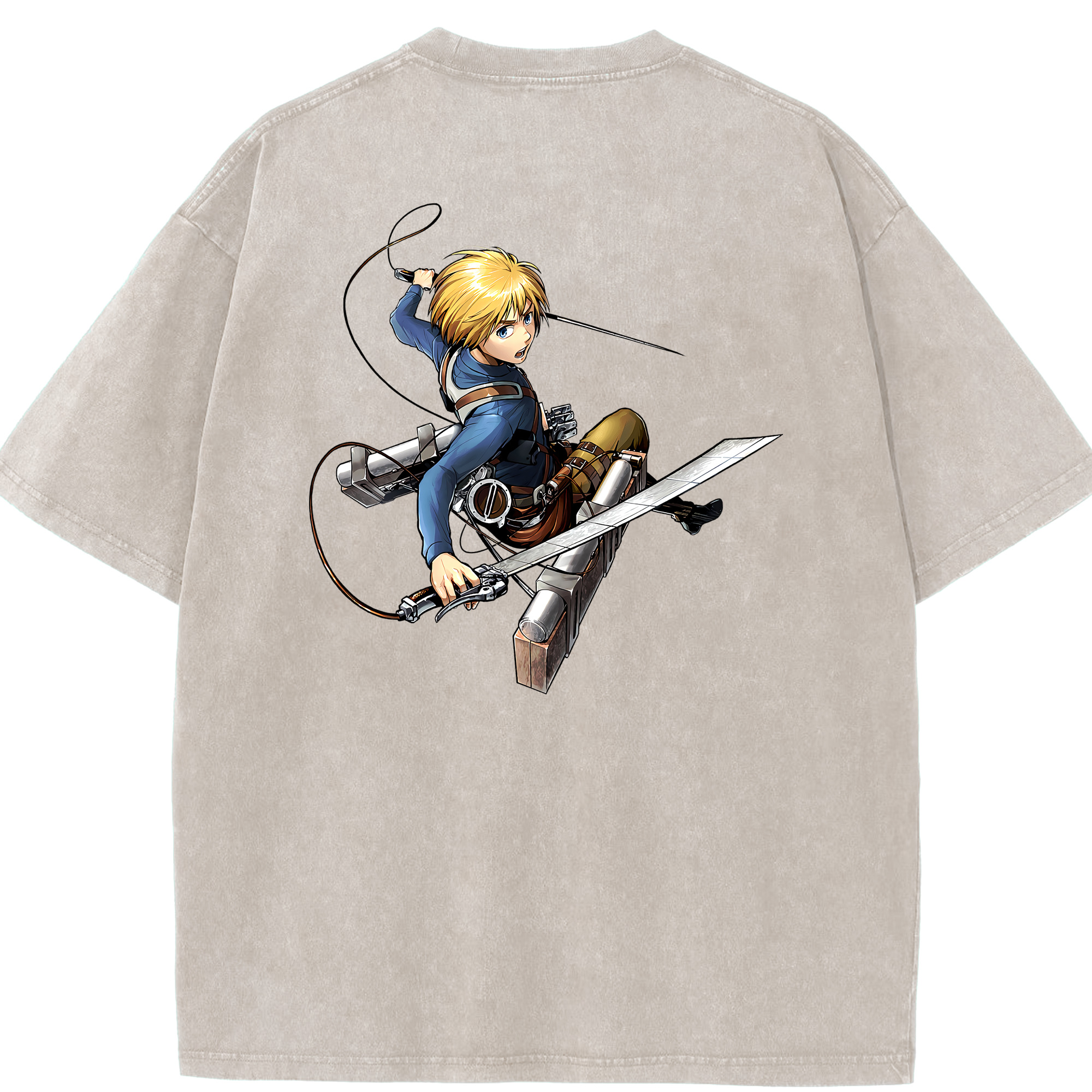 （画像用） 進撃の巨人 アルミン·アルレルト Attack on Titan Armin Arlert 綿100% ヴィンテージ風 半袖Tシャツ（背面プリント）
