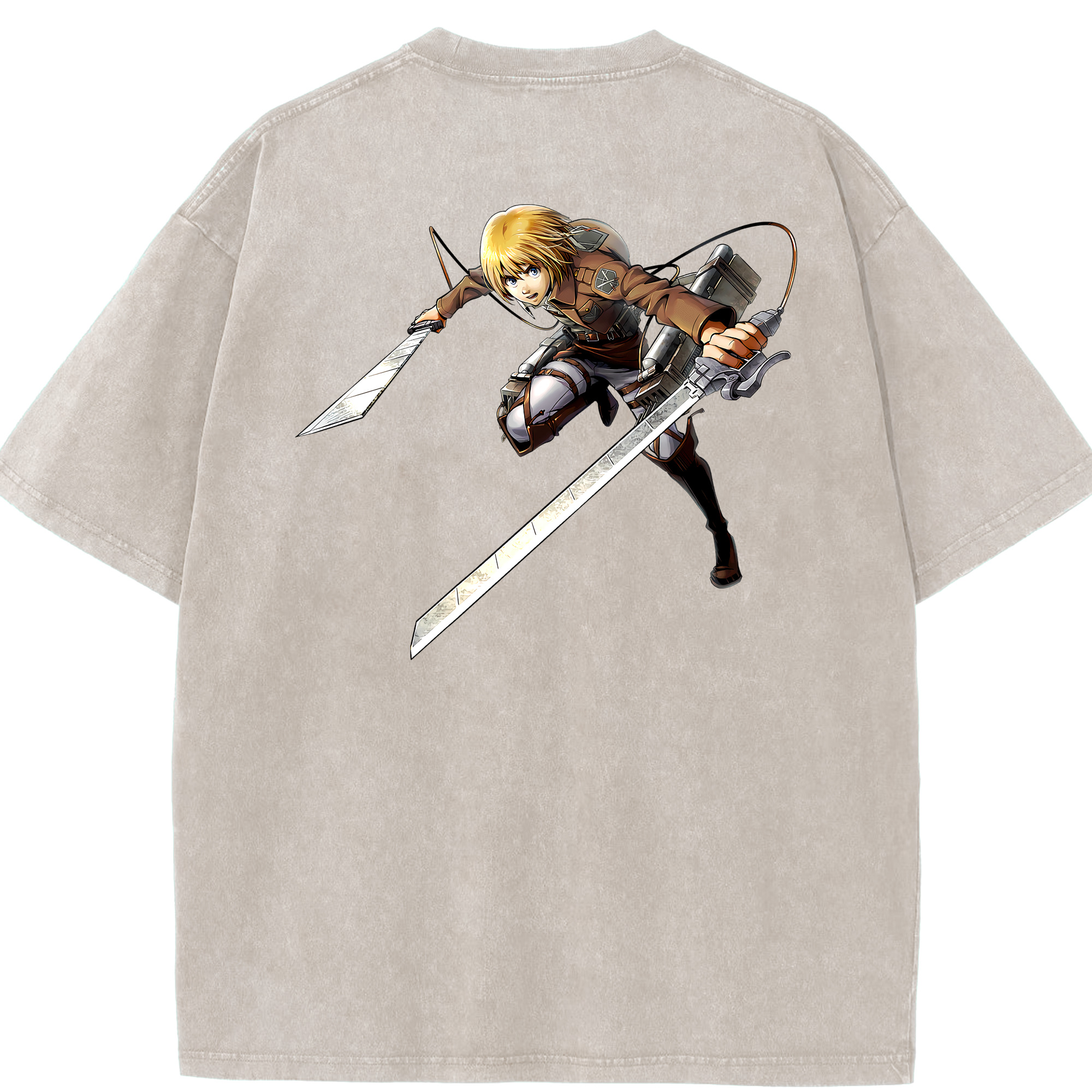 （画像用） 進撃の巨人 アルミン·アルレルト Attack on Titan Armin Arlert 綿100% ヴィンテージ風 半袖Tシャツ（背面プリント）
