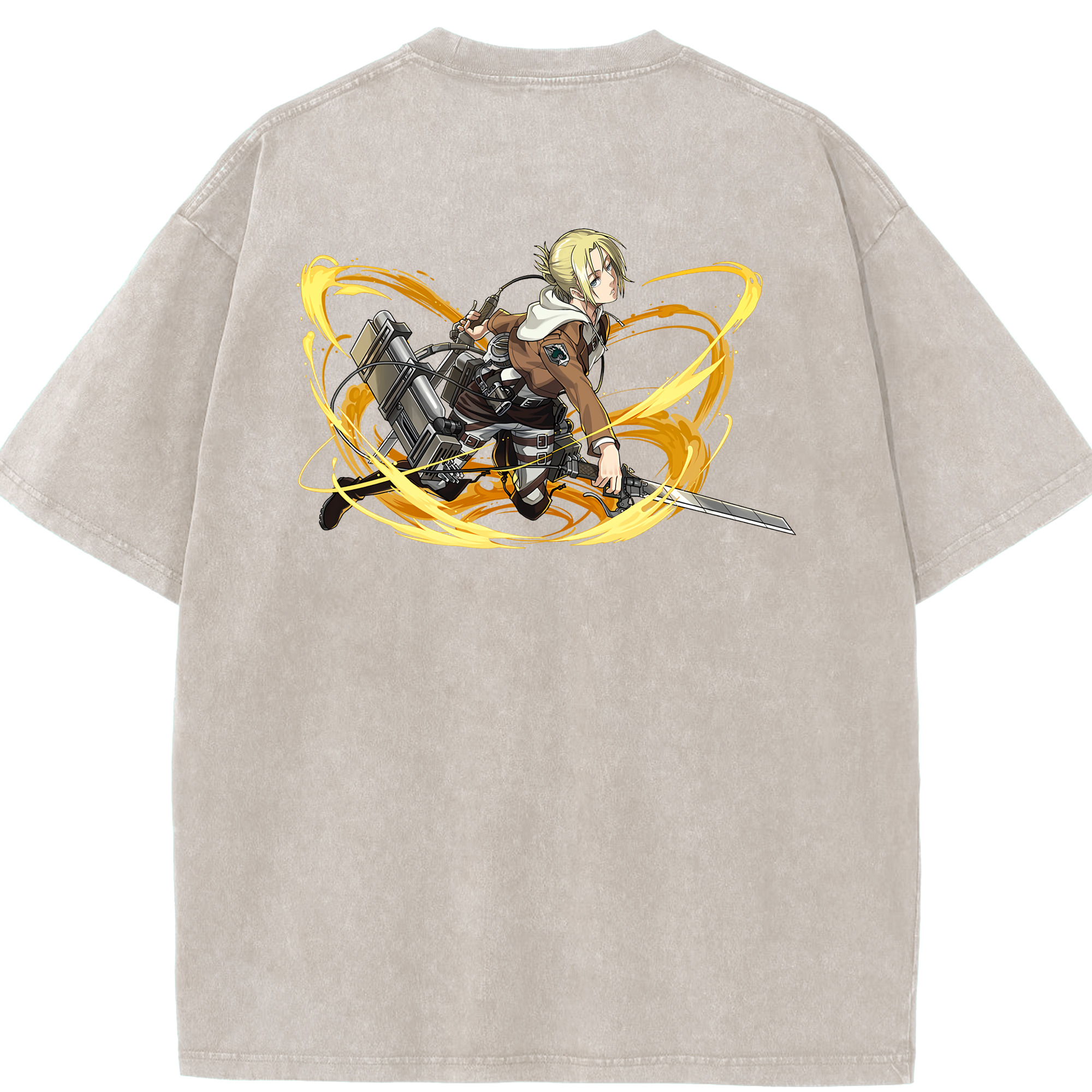 （画像用） 進撃の巨人 アニ・レオンハート Attack on Titan Annie Leonhart 綿100% ヴィンテージ風 半袖Tシャツ（背面プリント）