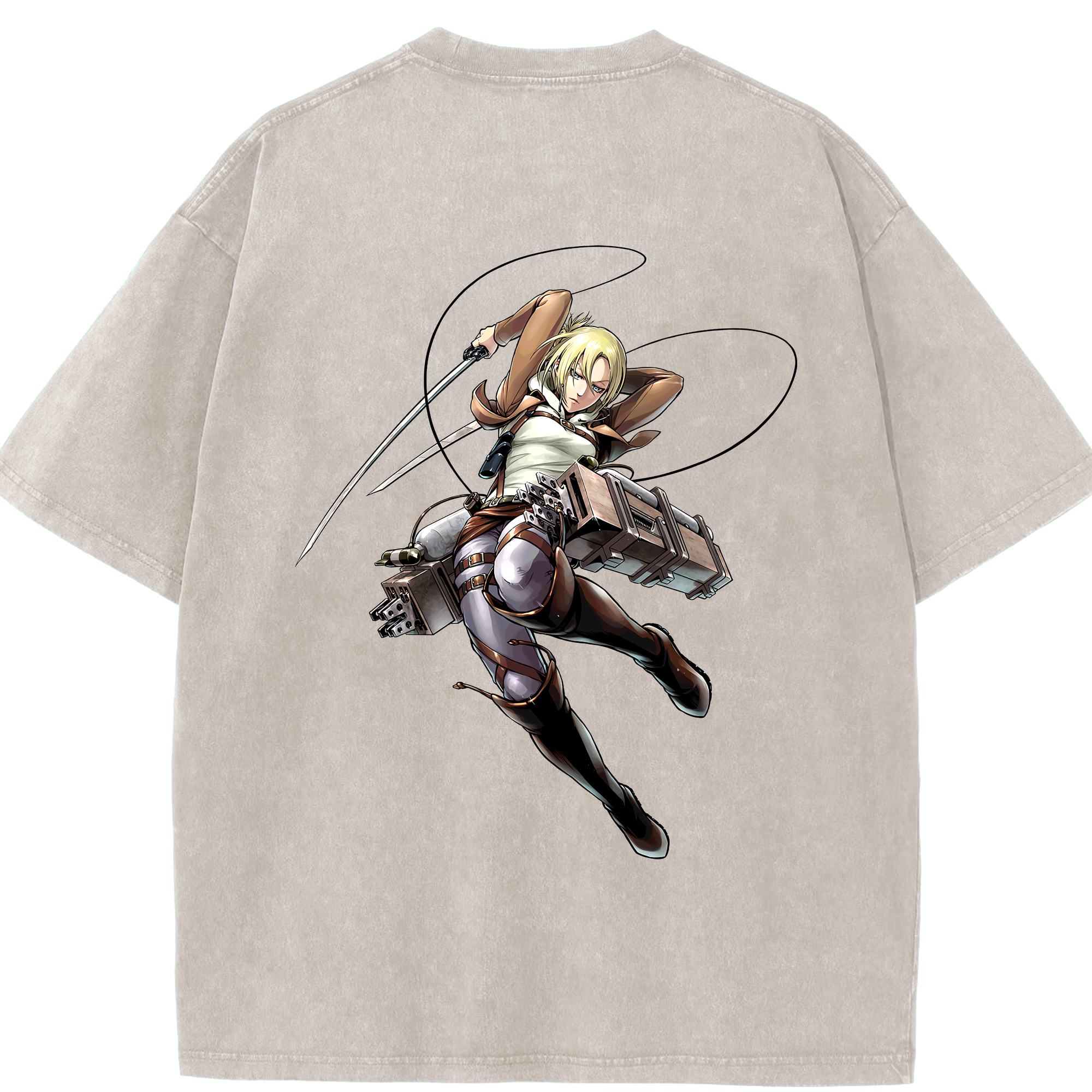 （画像用） 進撃の巨人 アニ・レオンハート Attack on Titan Annie Leonhart 綿100% ヴィンテージ風 半袖Tシャツ（背面プリント）