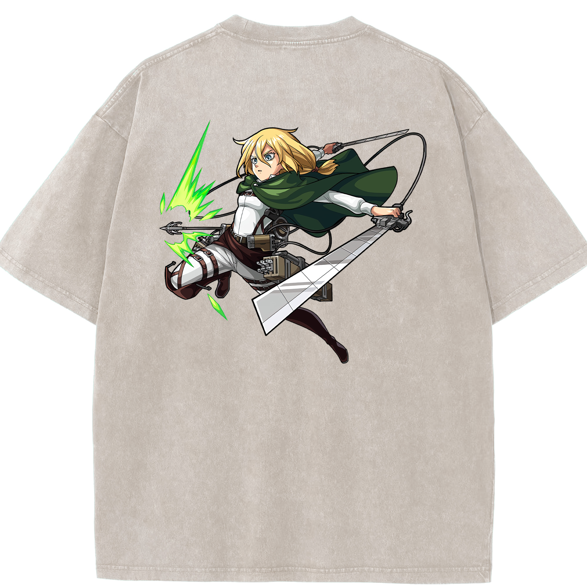 （画像用） 進撃の巨人 クリスタ·レンズ Attack on Titan Christa Lenz 綿100% ヴィンテージ風 半袖Tシャツ（背面プリント）