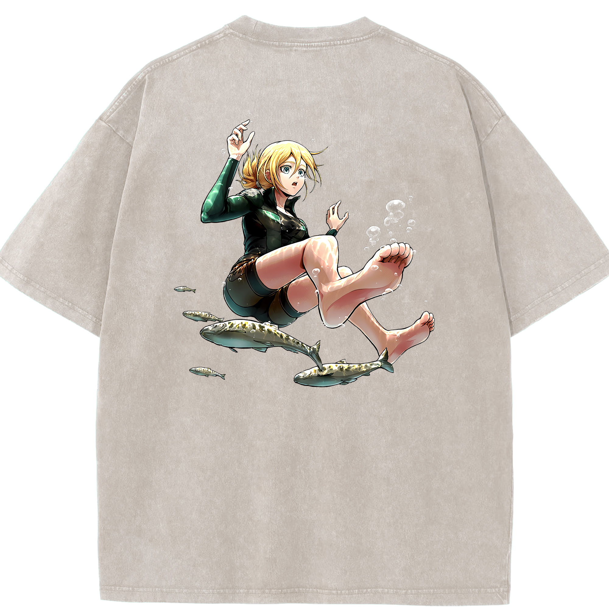 （画像用） 進撃の巨人 クリスタ·レンズ Attack on Titan Christa Lenz 綿100% ヴィンテージ風 半袖Tシャツ（背面プリント）