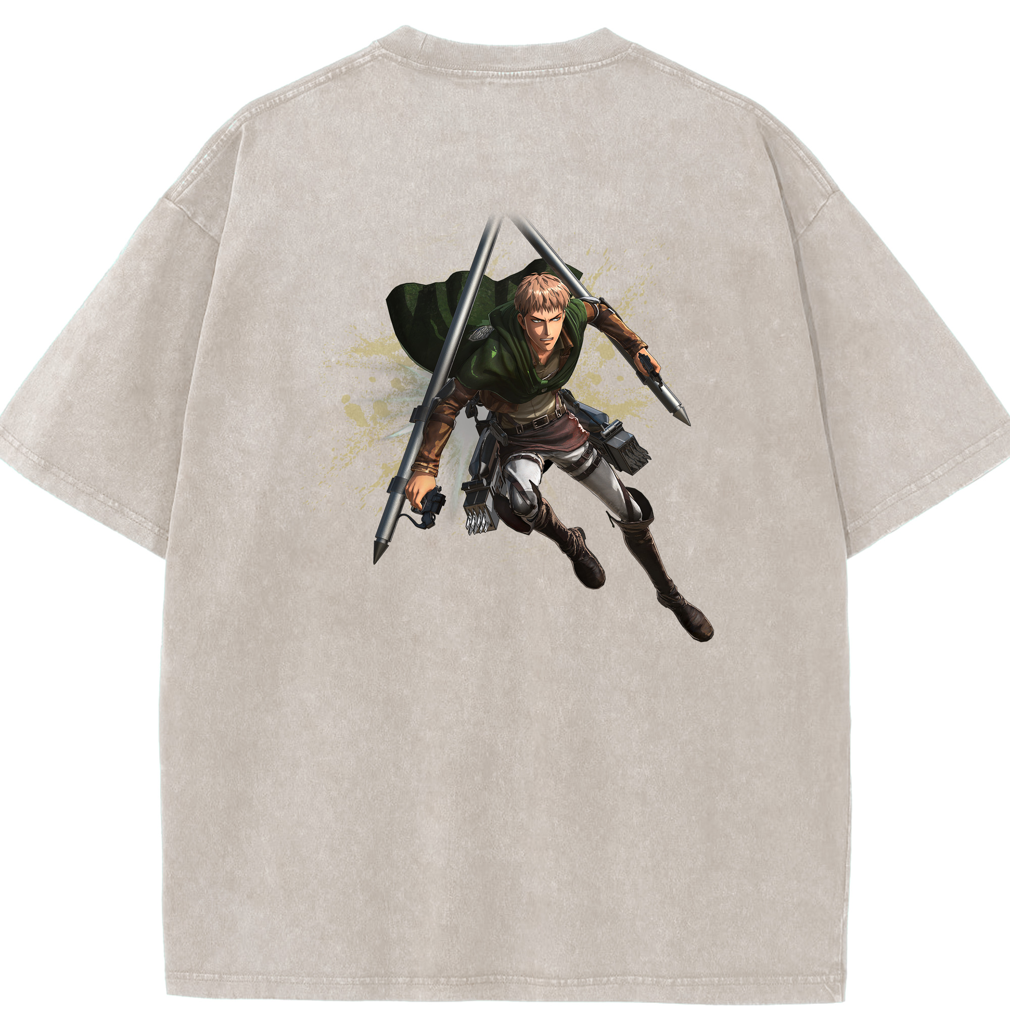 （画像用） 進撃の巨人 ジャン・キルシュタイン Attack on Titan Jean Kirstein 綿100% ヴィンテージ風 半袖Tシャツ（背面プリント）