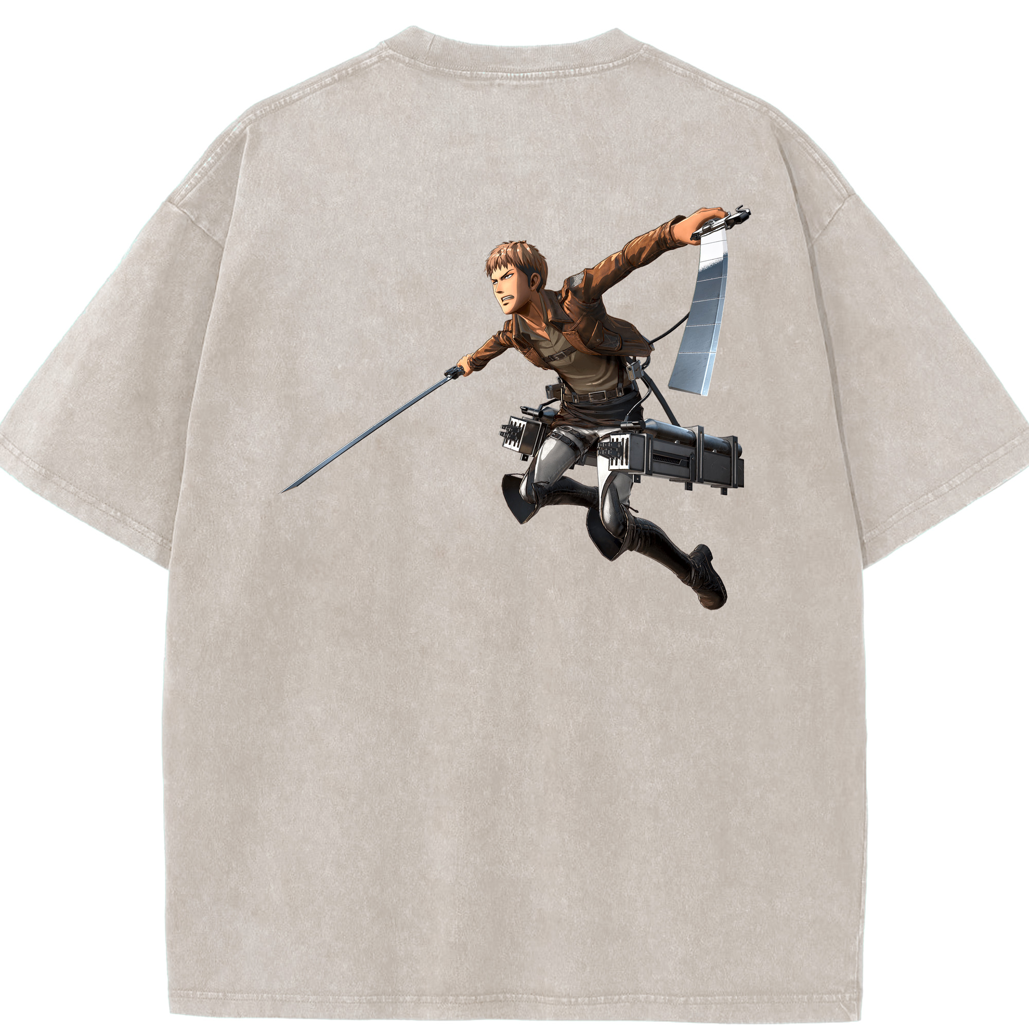 （画像用） 進撃の巨人 ジャン・キルシュタイン Attack on Titan Jean Kirstein 綿100% ヴィンテージ風 半袖Tシャツ（背面プリント）