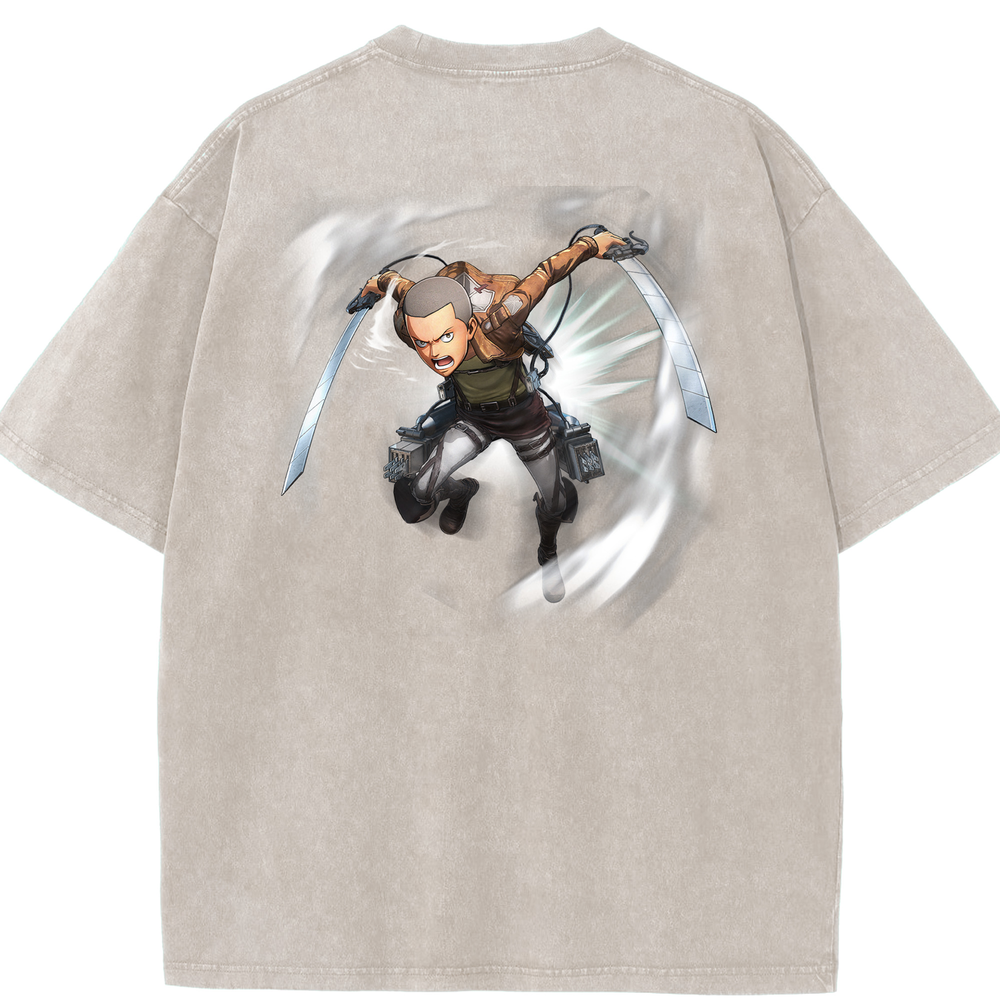 （画像用） 進撃の巨人 コニー·スプリンガー Attack on Titan Connie Springer 綿100% ヴィンテージ風 半袖Tシャツ（背面プリント）