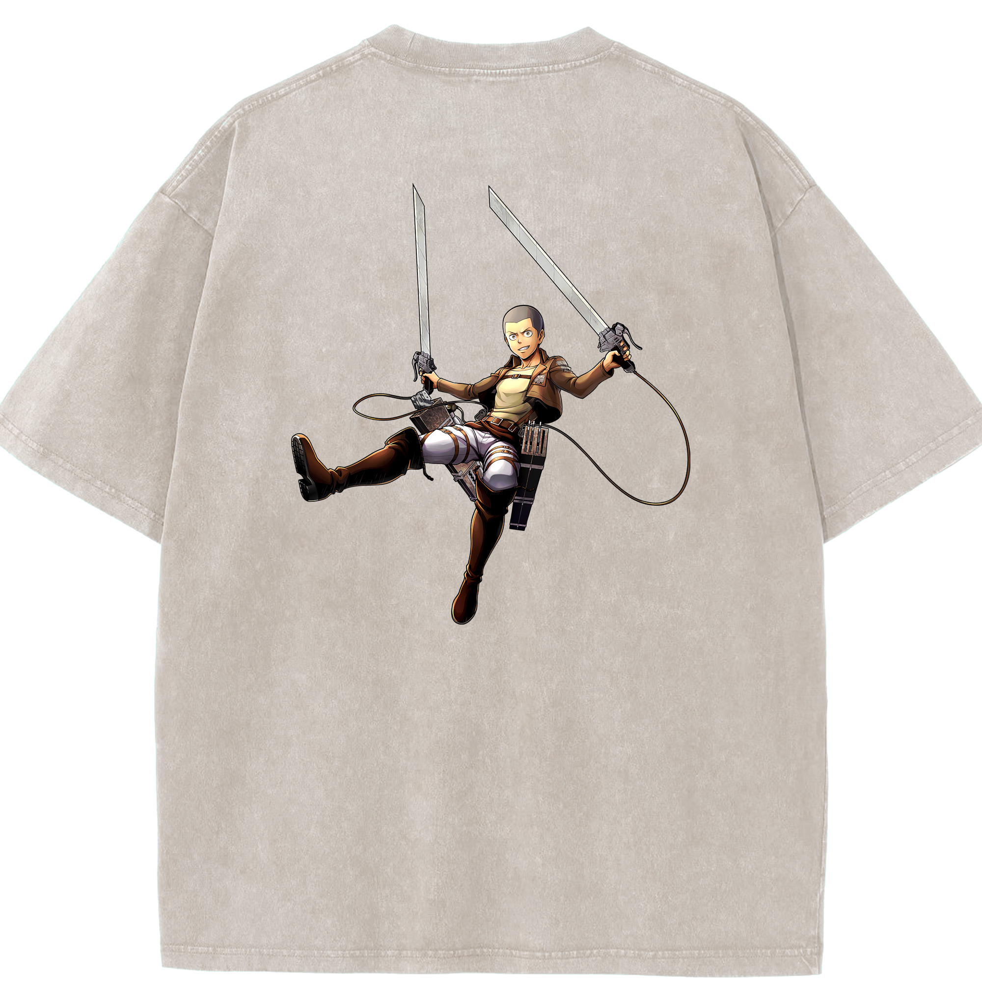 （画像用） 進撃の巨人 コニー·スプリンガー Attack on Titan Connie Springer 綿100% ヴィンテージ風 半袖Tシャツ（背面プリント）