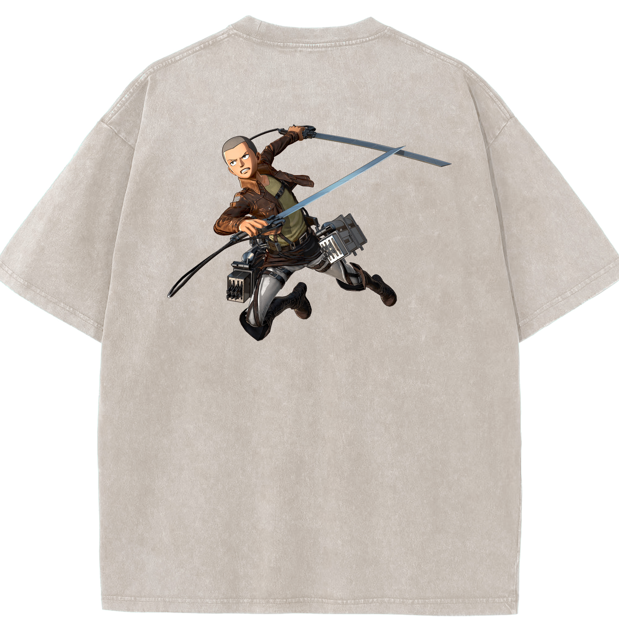 （画像用） 進撃の巨人 コニー·スプリンガー Attack on Titan Connie Springer 綿100% ヴィンテージ風 半袖Tシャツ（背面プリント）