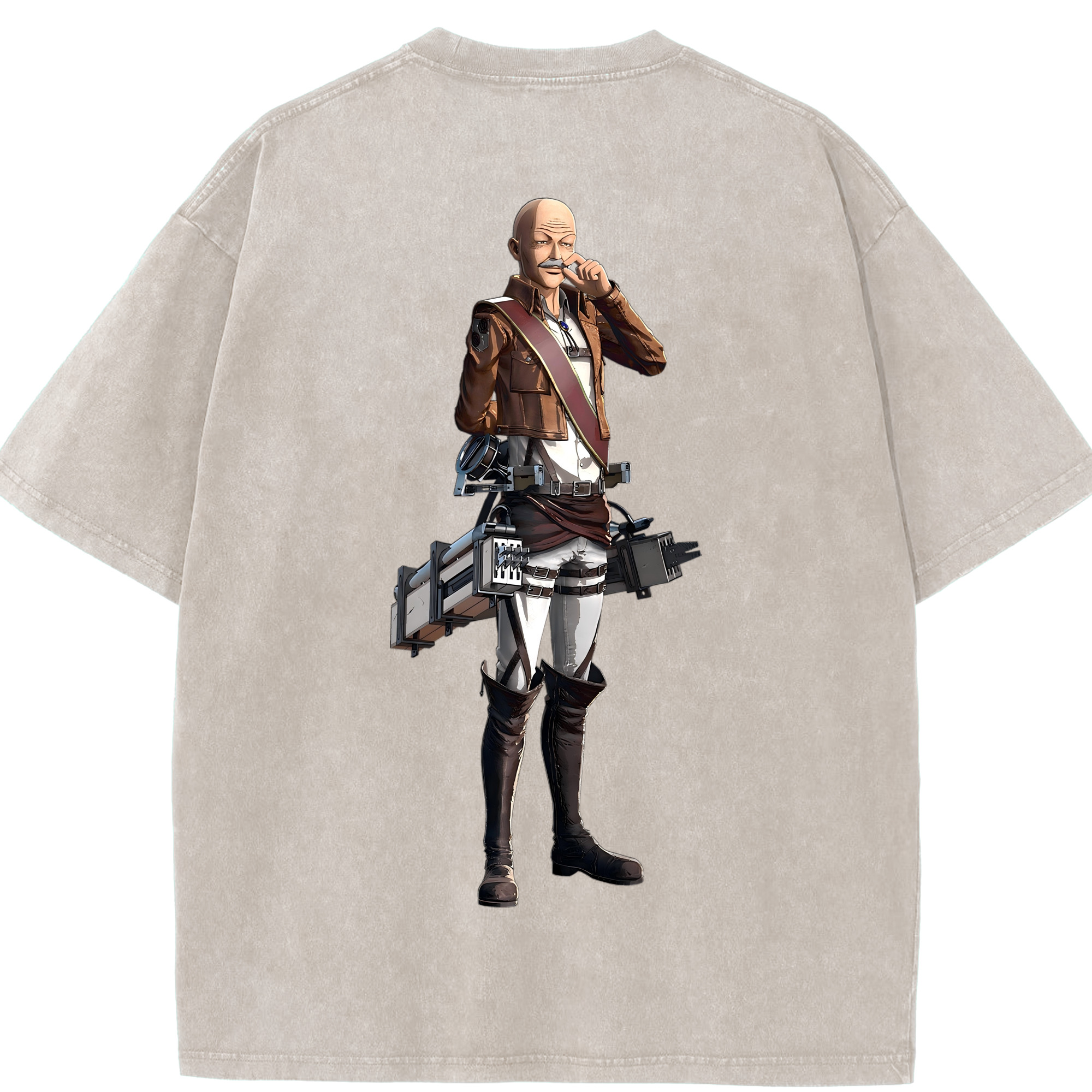 （画像用） 進撃の巨人 ドット·ピクシス Attack on Titan Dot Pixis 綿100% ヴィンテージ風 半袖Tシャツ（背面プリント）