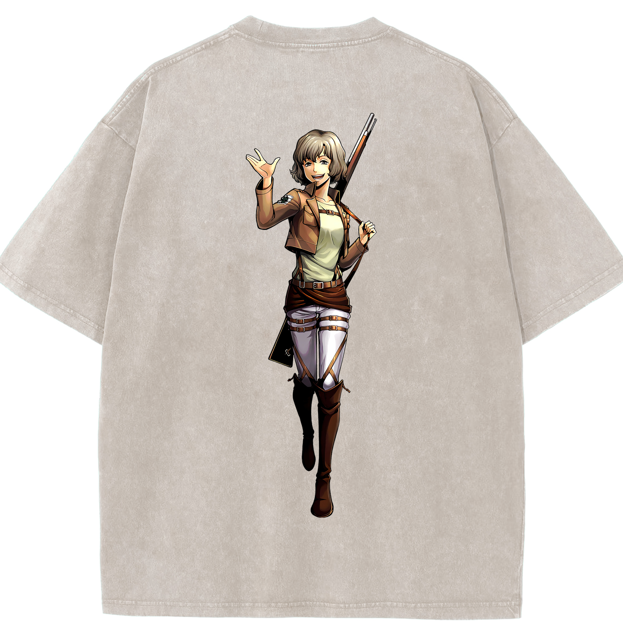 （画像用） 進撃の巨人 ヒツチ Attack on Titan Hitch 綿100% ヴィンテージ風 半袖Tシャツ（背面プリント）