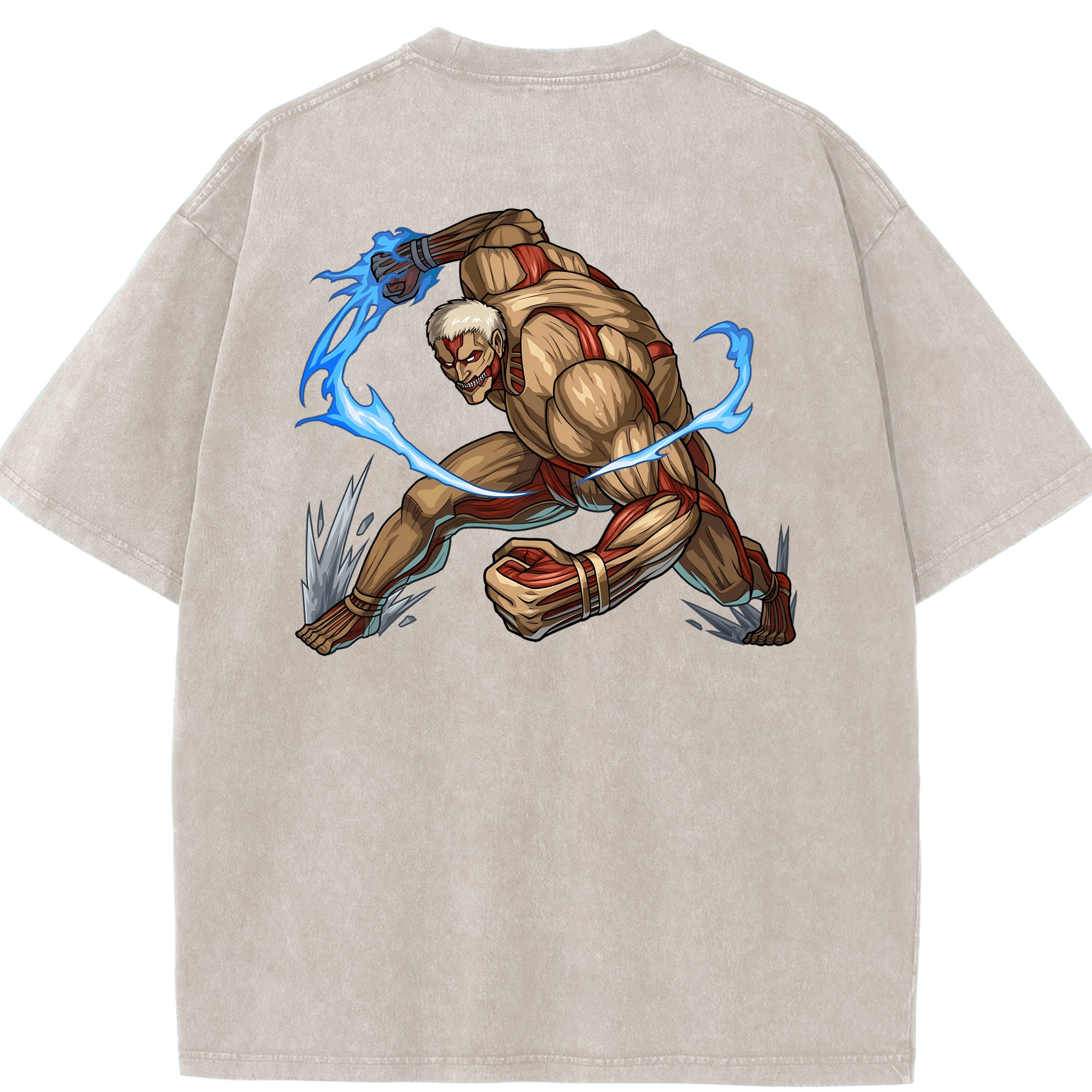 （画像用） 進撃の巨人 Attack on Titan 綿100% ヴィンテージ風 半袖Tシャツ（背面プリント）