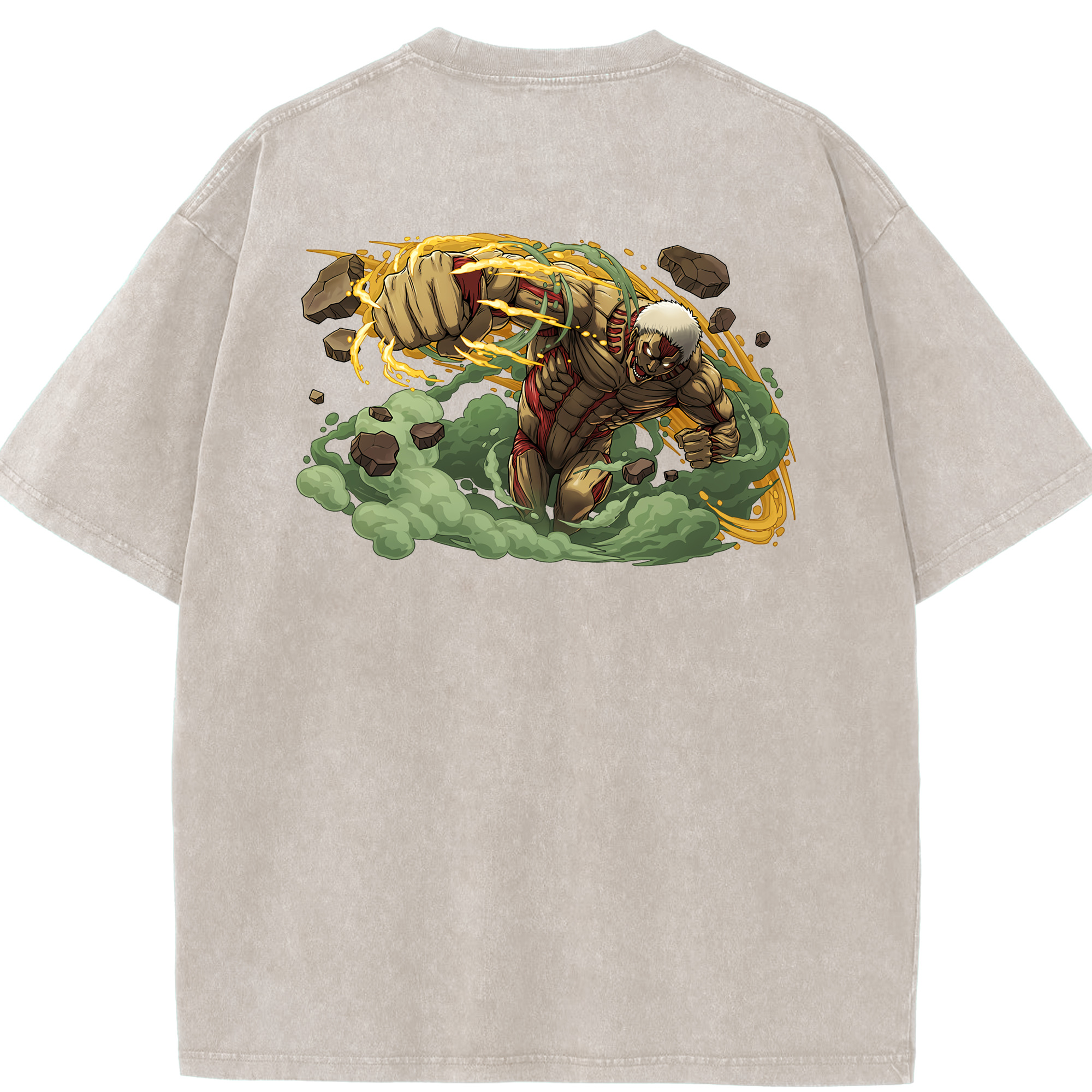 （画像用） 進撃の巨人 Attack on Titan 綿100% ヴィンテージ風 半袖Tシャツ（背面プリント）
