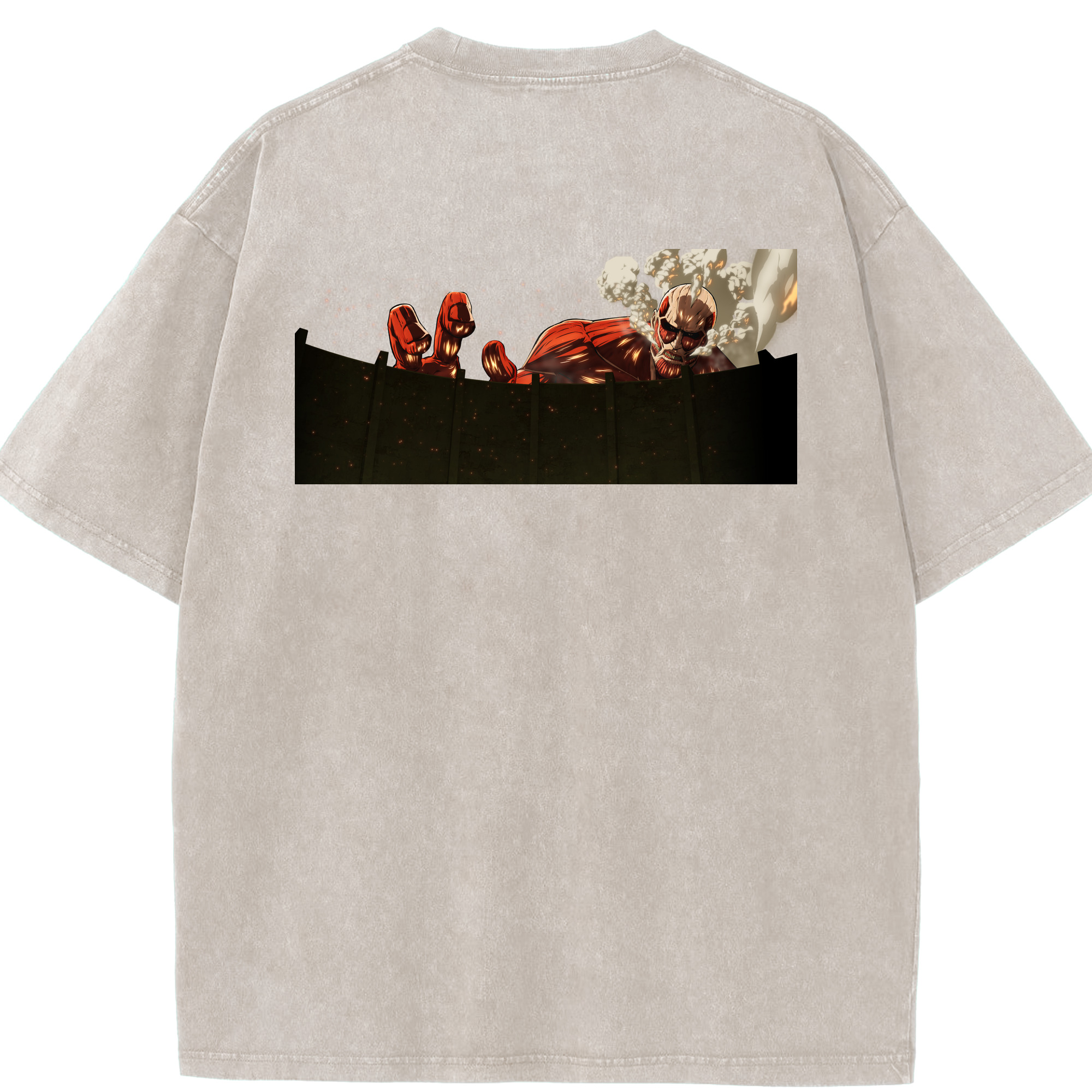 （画像用） 進撃の巨人 Attack on Titan 綿100% ヴィンテージ風 半袖Tシャツ（背面プリント）