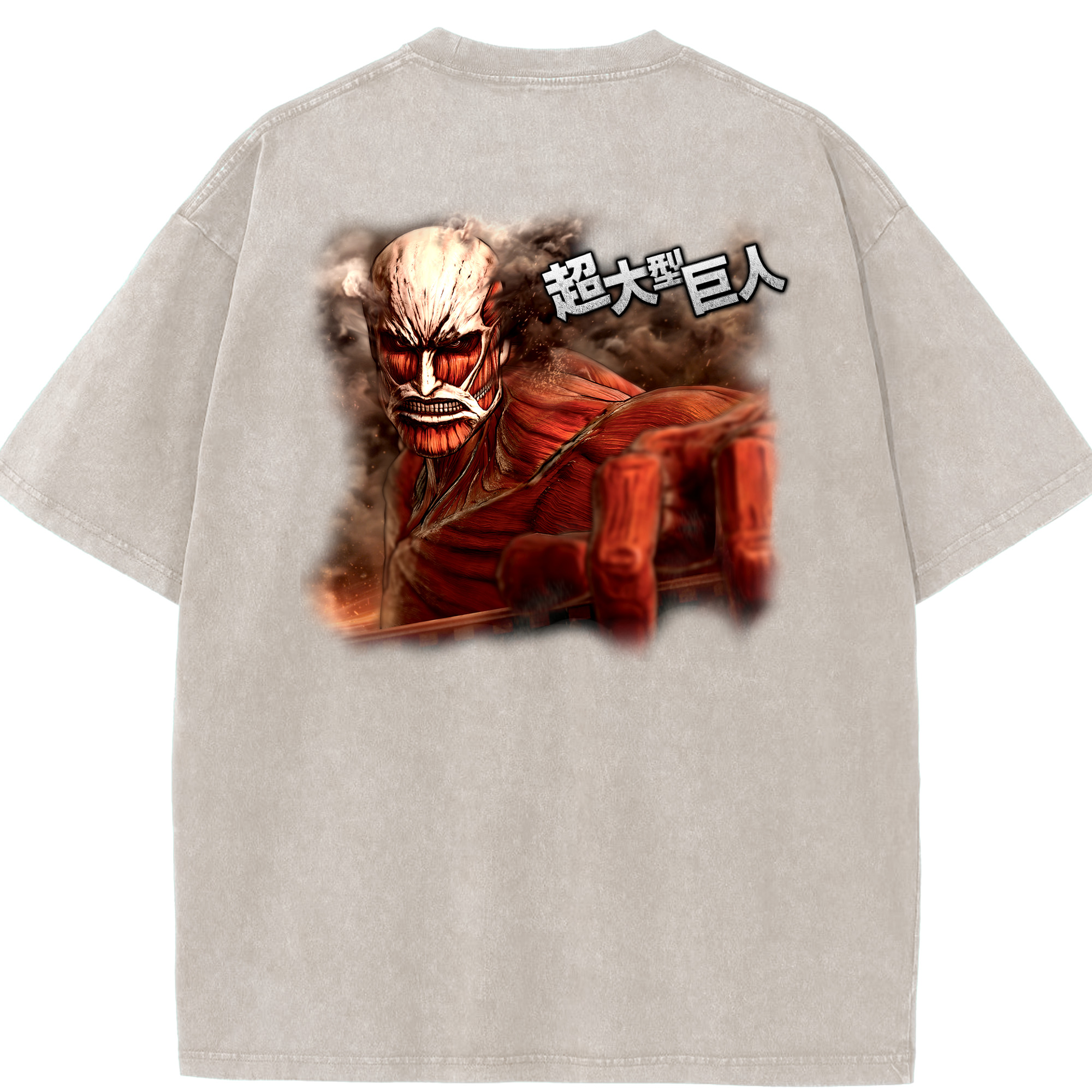（画像用） 進撃の巨人 Attack on Titan 綿100% ヴィンテージ風 半袖Tシャツ（背面プリント）