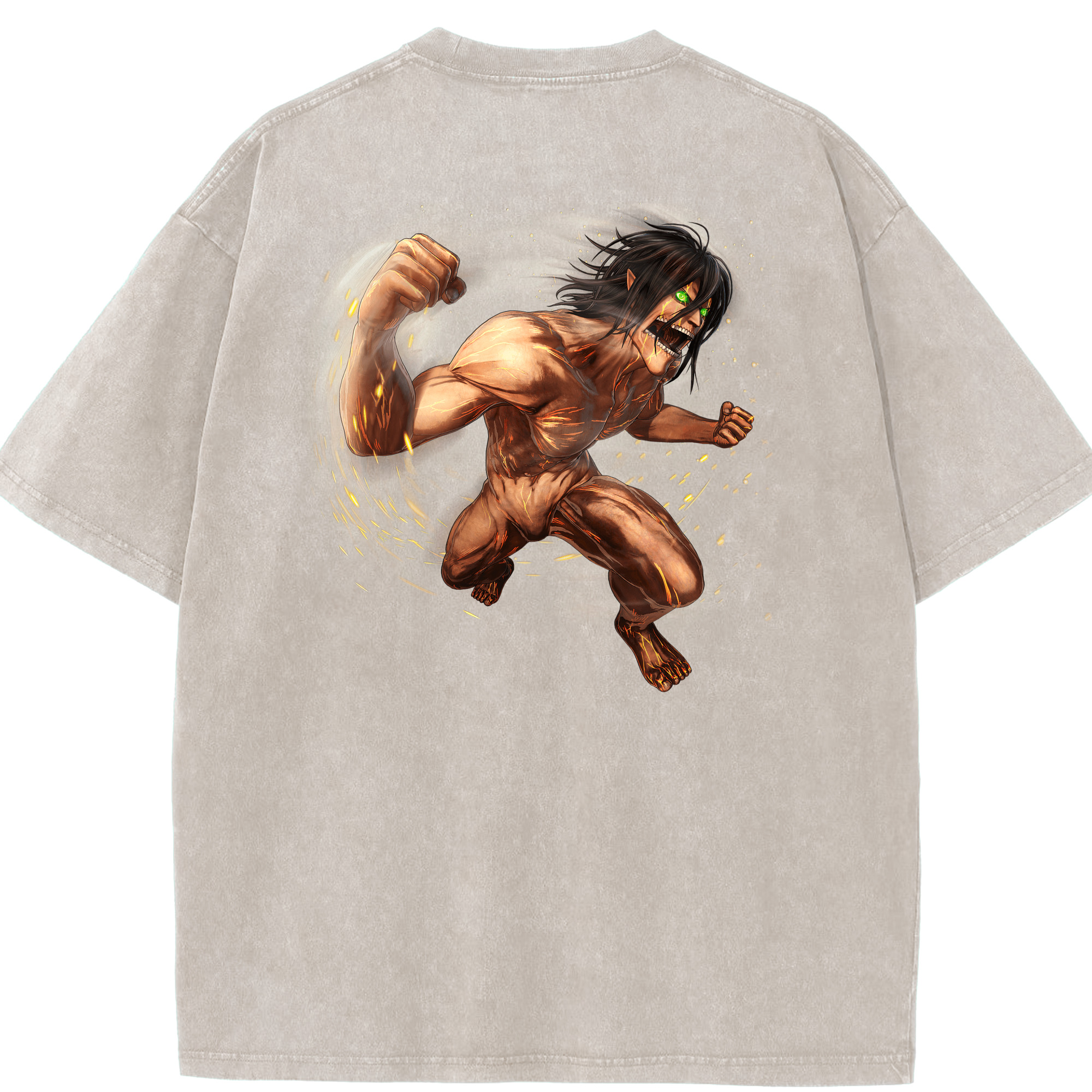 （画像用） 進撃の巨人 Attack on Titan 綿100% ヴィンテージ風 半袖Tシャツ（背面プリント）
