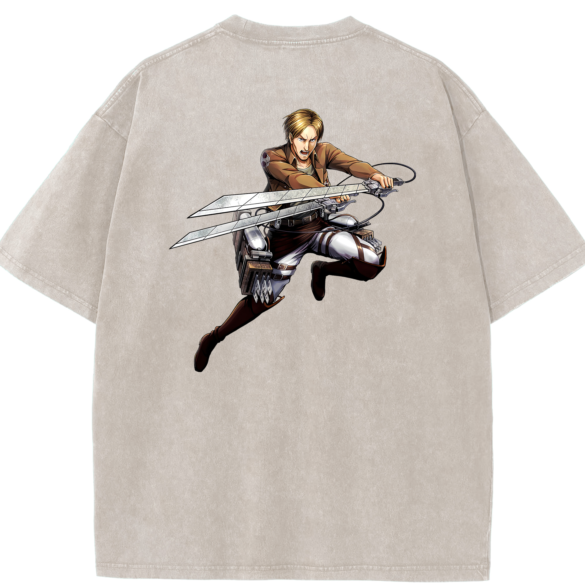 （画像用） 進撃の巨人 Attack on Titan 綿100% ヴィンテージ風 半袖Tシャツ（背面プリント）