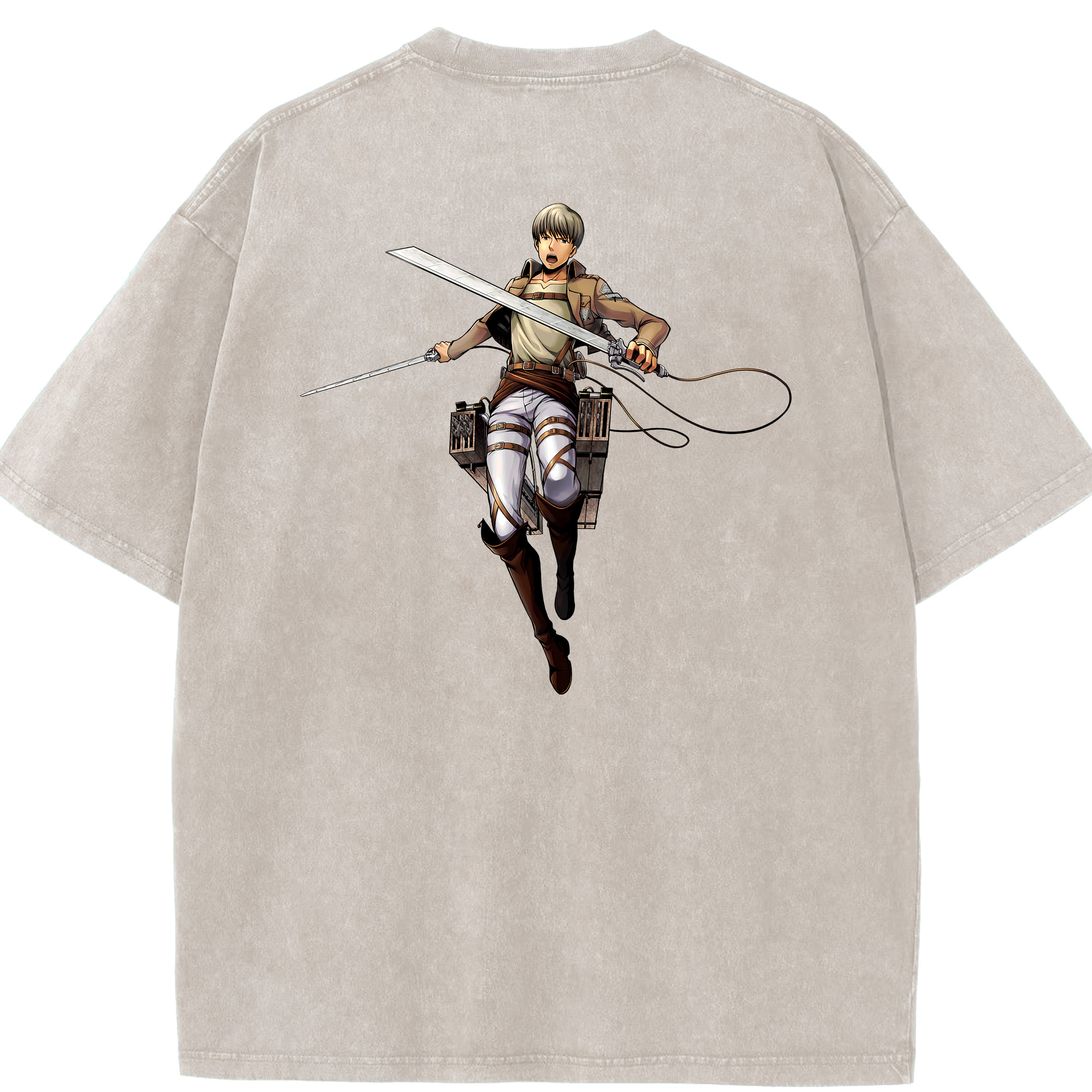（画像用） 進撃の巨人 Attack on Titan 綿100% ヴィンテージ風 半袖Tシャツ（背面プリント）