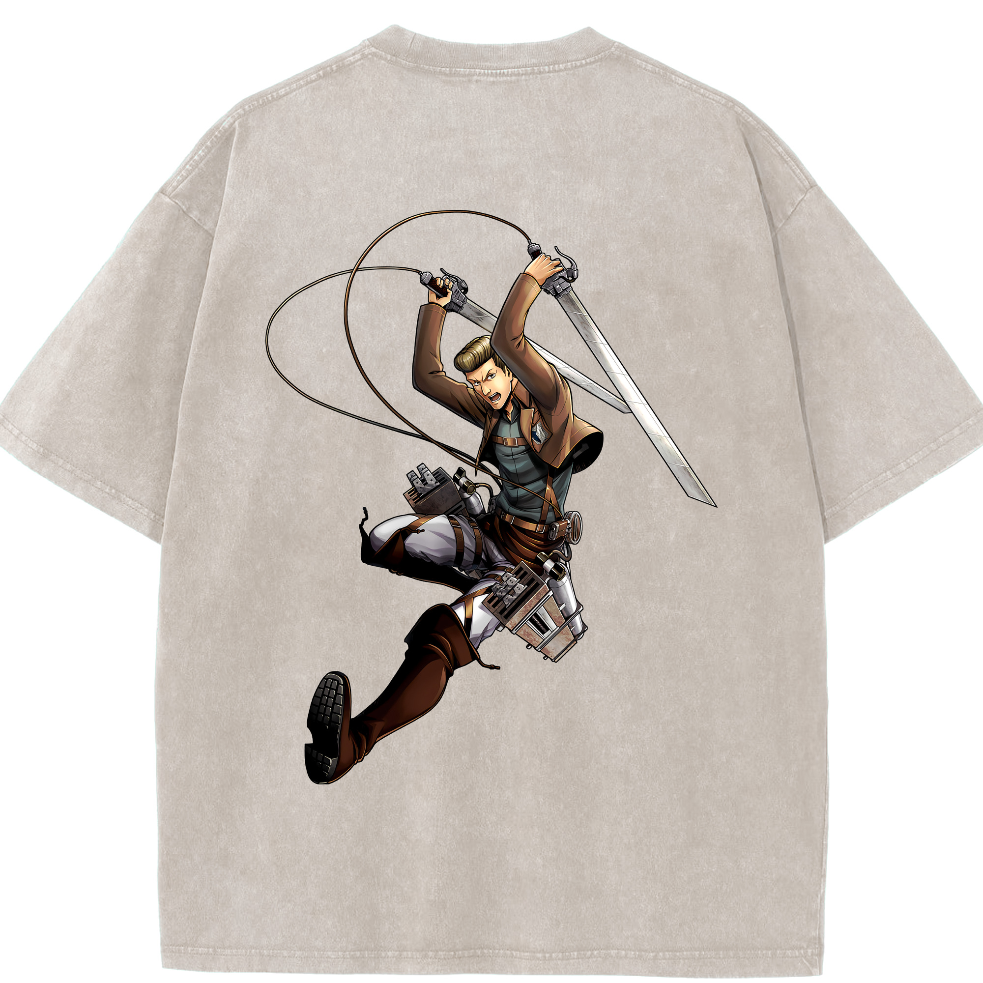 （画像用） 進撃の巨人 Attack on Titan 綿100% ヴィンテージ風 半袖Tシャツ（背面プリント）
