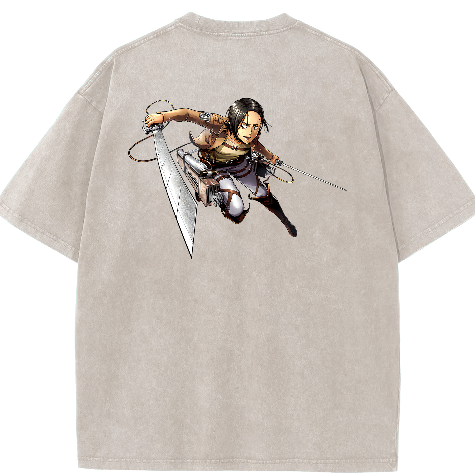 （画像用） 進撃の巨人 Attack on Titan 綿100% ヴィンテージ風 半袖Tシャツ（背面プリント）