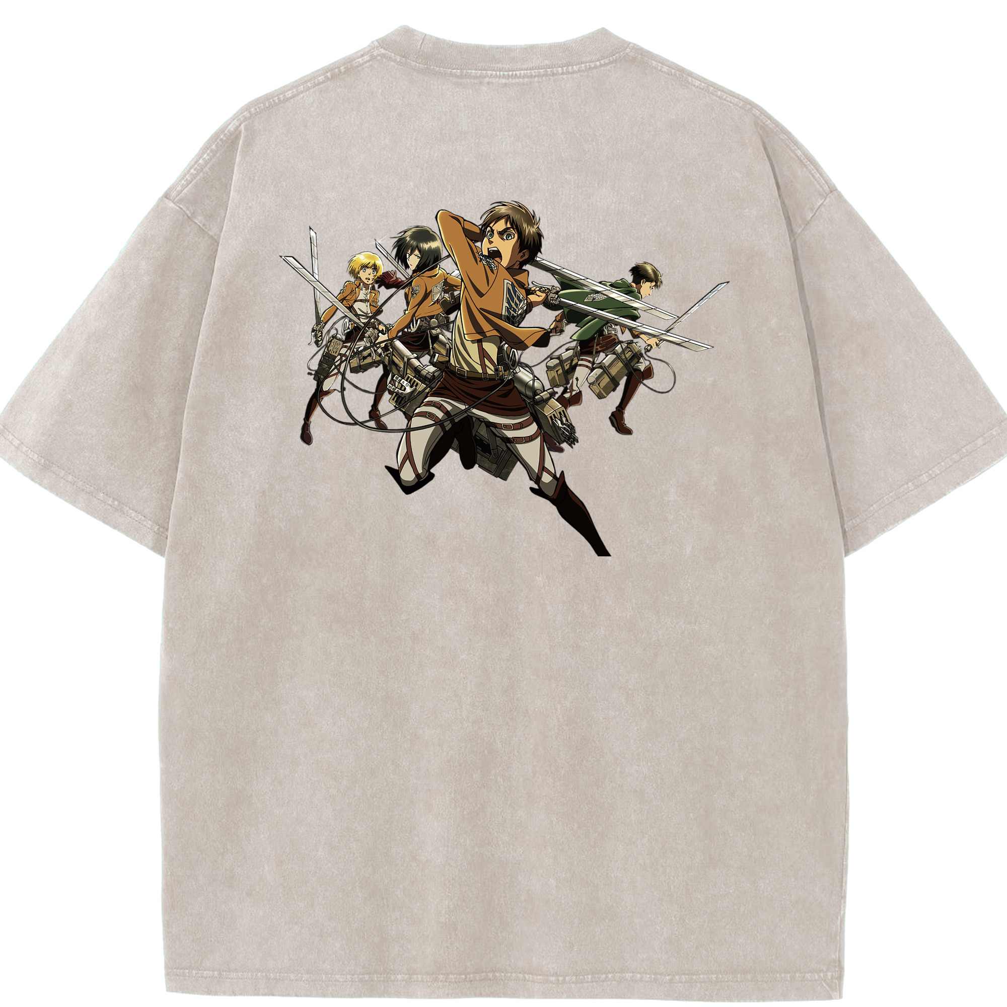 （画像用） 進撃の巨人 エレン･イェーガー Attack on Titan Eren Jäger 綿100% ヴィンテージ風 半袖Tシャツ（背面プリント）