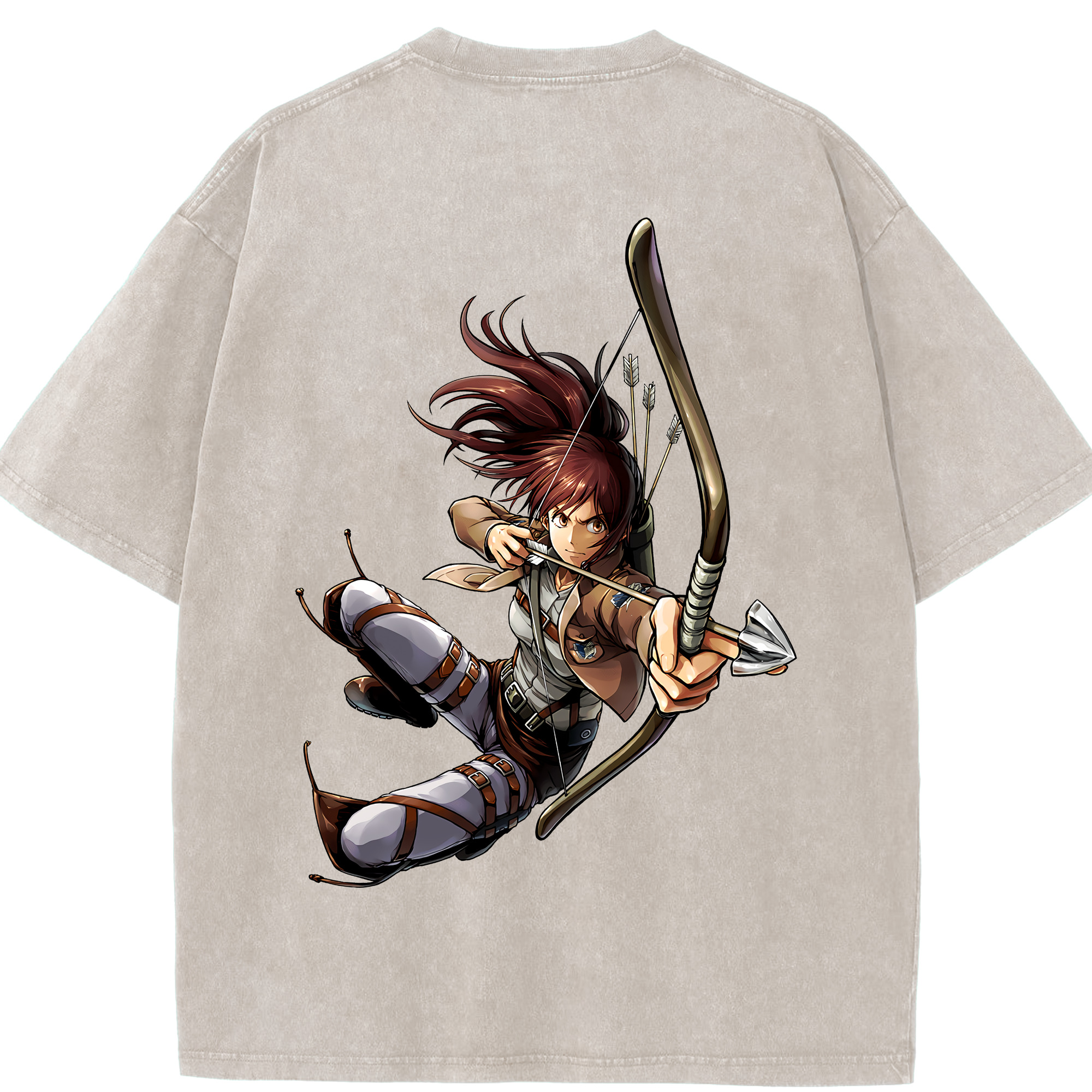 （画像用） 進撃の巨人 サシャ·ブラウス Attack on Titan Sasha Blaus 綿100% ヴィンテージ風 半袖Tシャツ（背面プリント）