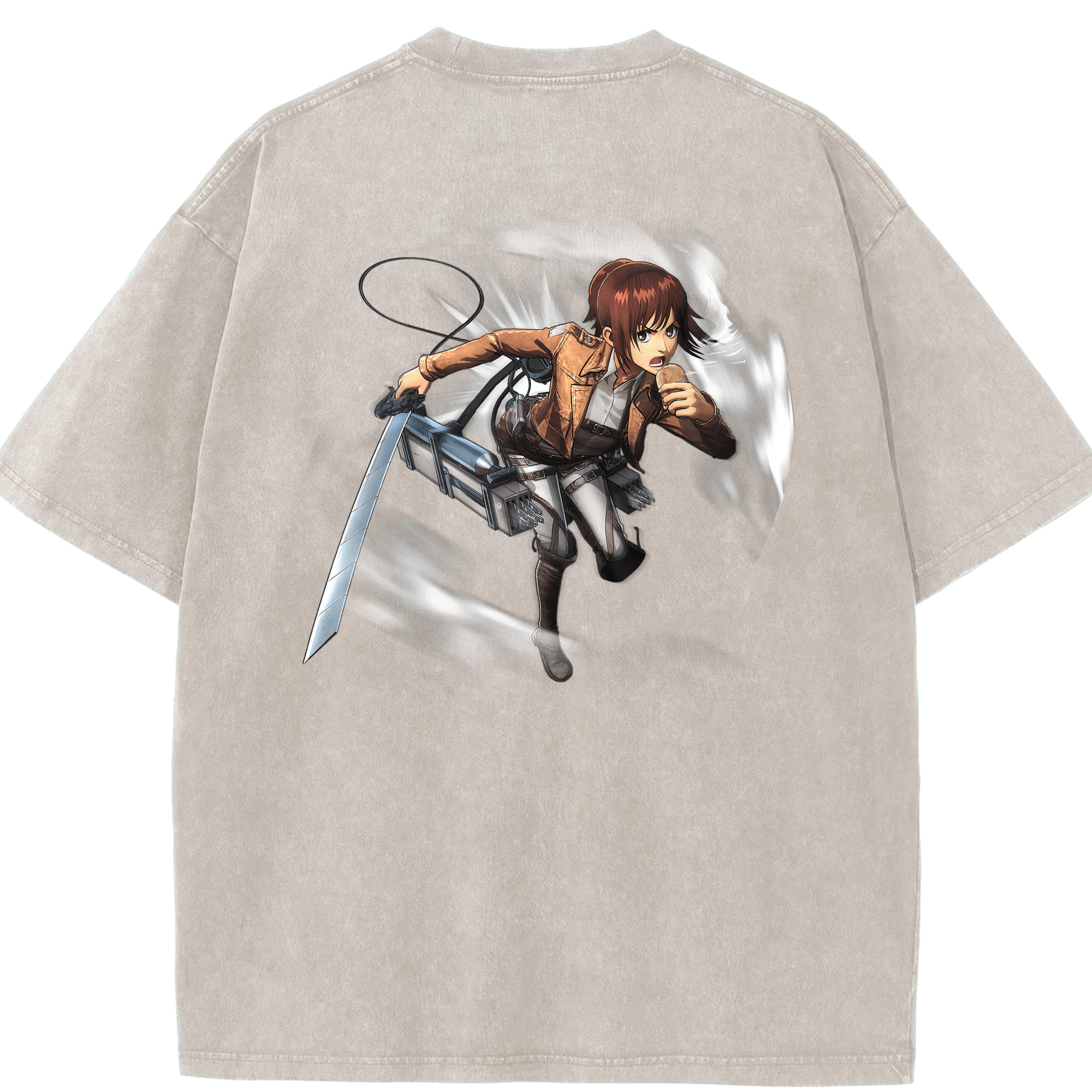 （画像用） 進撃の巨人 サシャ·ブラウス Attack on Titan Sasha Blaus 綿100% ヴィンテージ風 半袖Tシャツ（背面プリント）