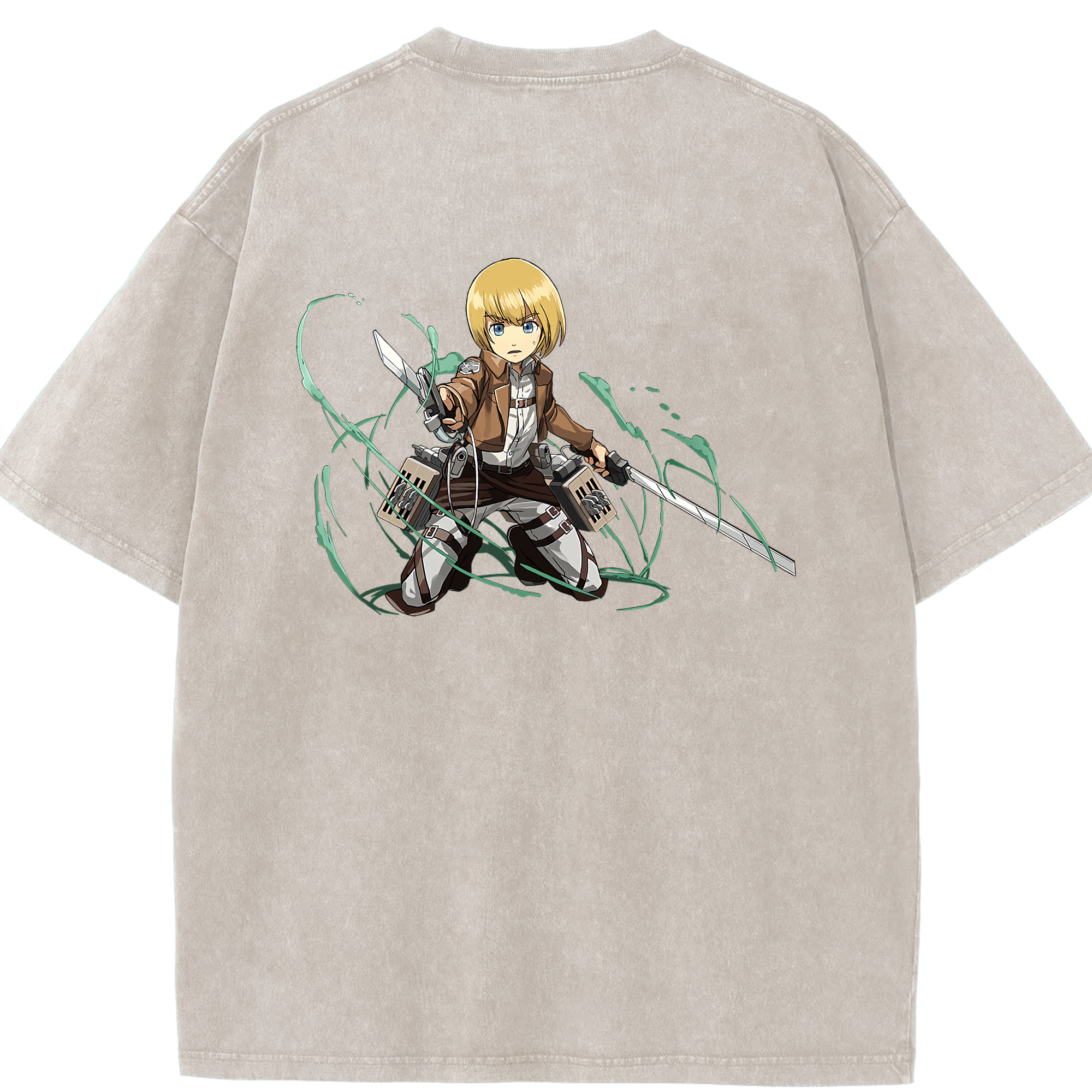 （画像用） 進撃の巨人 アルミン·アルレルト Attack on Titan Armin Arlert 綿100% ヴィンテージ風 半袖Tシャツ（背面プリント）