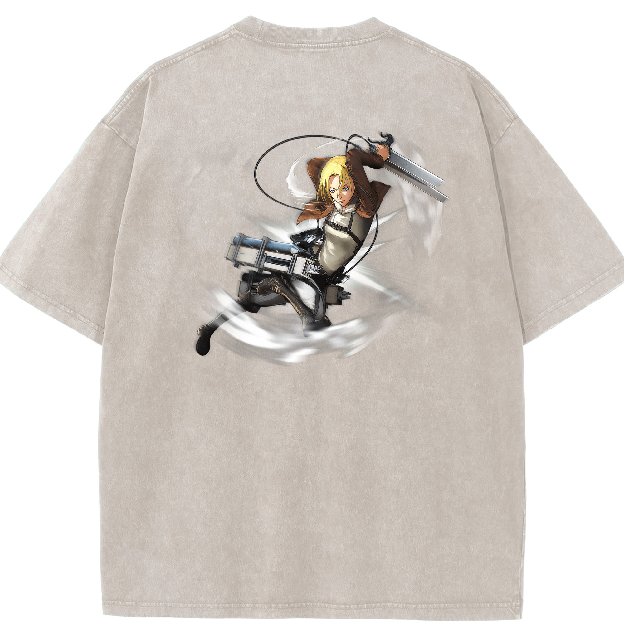 （画像用） 進撃の巨人 アニ・レオンハート Attack on Titan Annie Leonhart 綿100% ヴィンテージ風 半袖Tシャツ（背面プリント）
