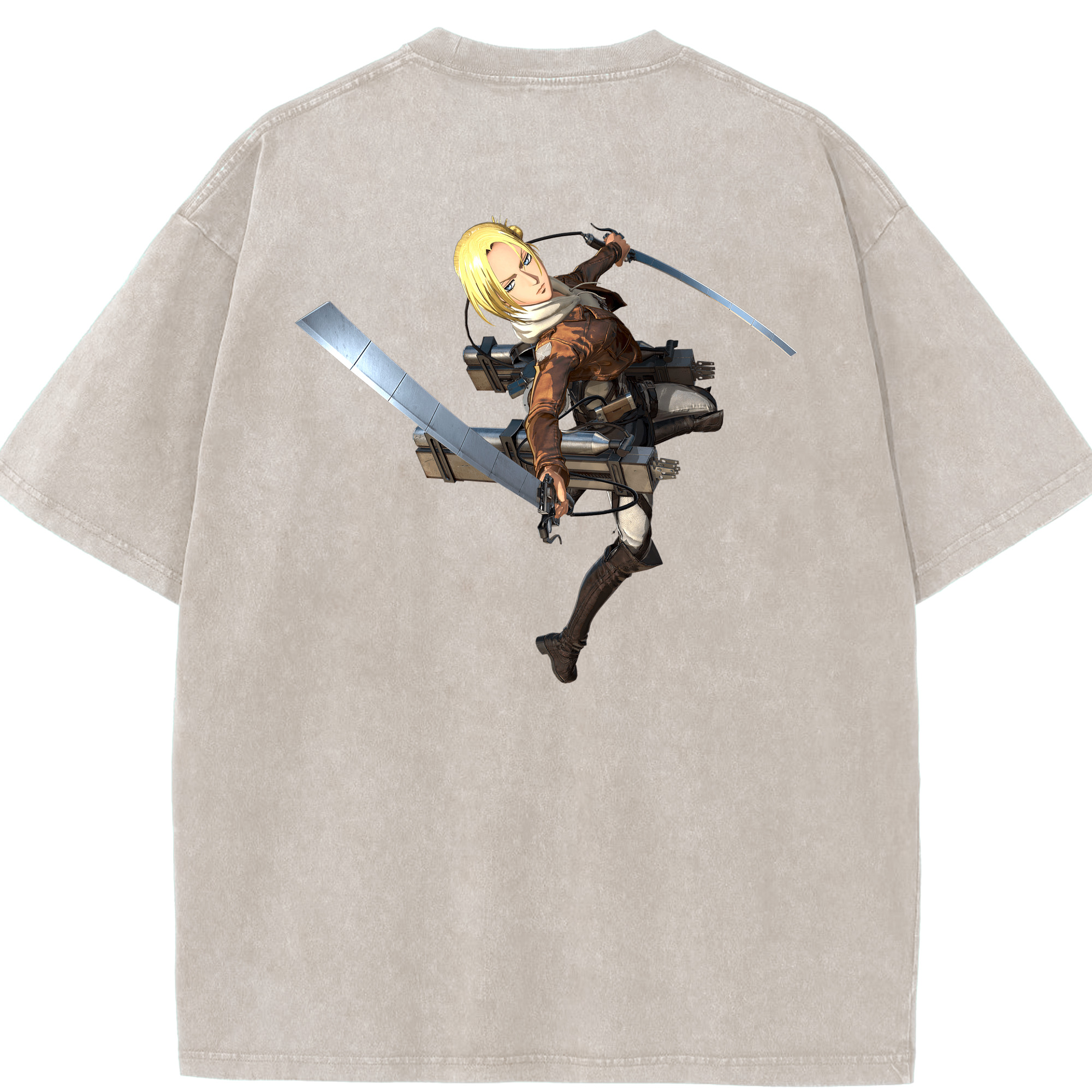 （画像用） 進撃の巨人 アニ・レオンハート Attack on Titan Annie Leonhart 綿100% ヴィンテージ風 半袖Tシャツ（背面プリント）