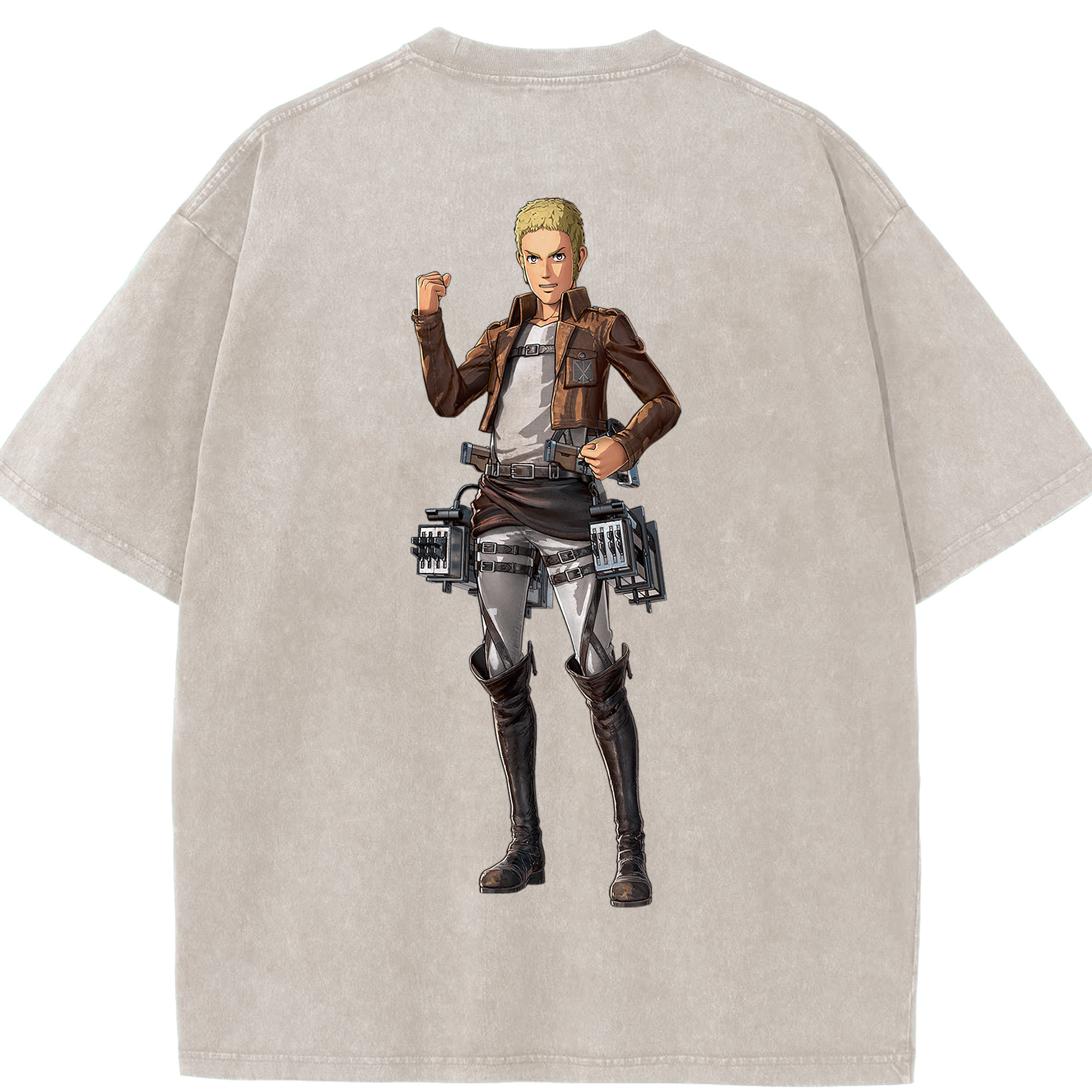 （画像用） 進撃の巨人 ライナー・ブラウン Attack on Titan Reiner Braun 綿100% ヴィンテージ風 半袖Tシャツ（背面プリント）