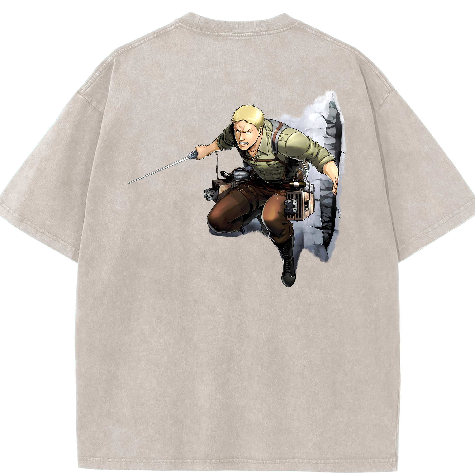 （画像用） 進撃の巨人 ライナー・ブラウン Attack on Titan Reiner Braun 綿100% ヴィンテージ風 半袖Tシャツ（背面プリント）