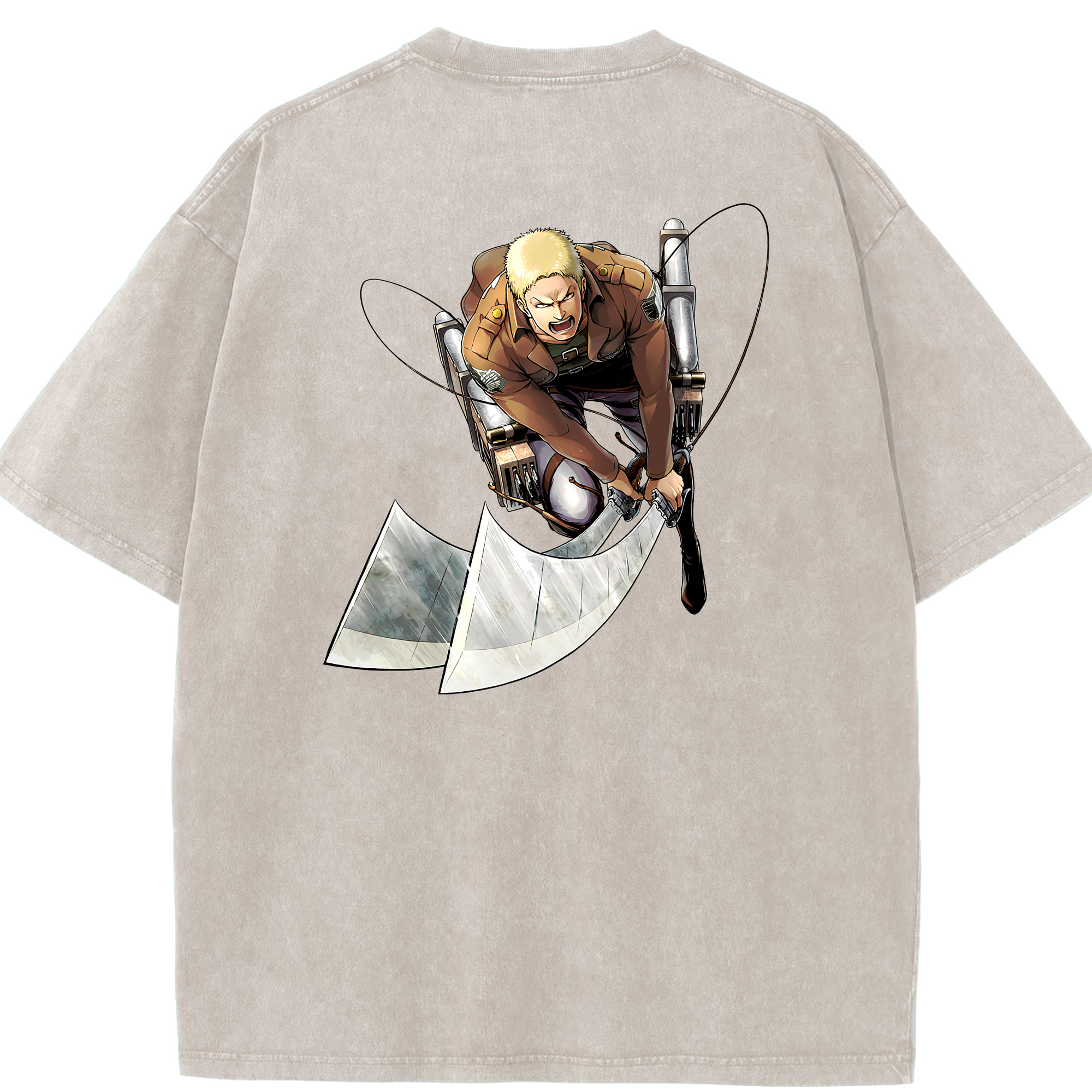 （画像用） 進撃の巨人 ライナー・ブラウン Attack on Titan Reiner Braun 綿100% ヴィンテージ風 半袖Tシャツ（背面プリント）