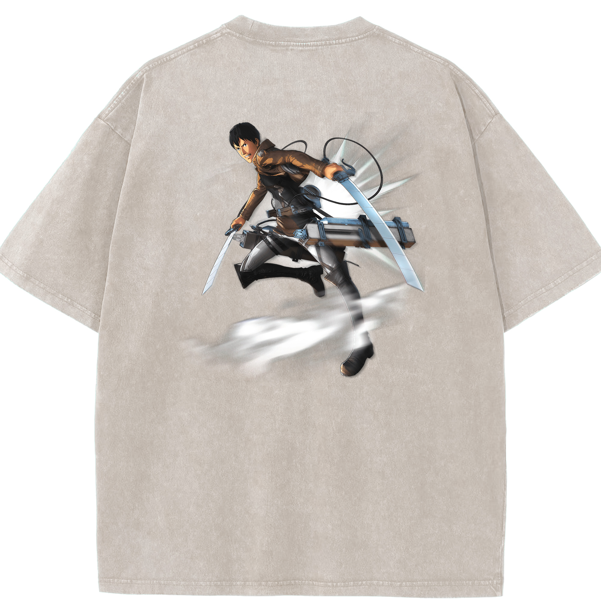 （画像用） 進撃の巨人 ベルトルト・フーバー Attack on Titan Bertholdt Hoover 綿100% ヴィンテージ風 半袖Tシャツ（背面プリント）