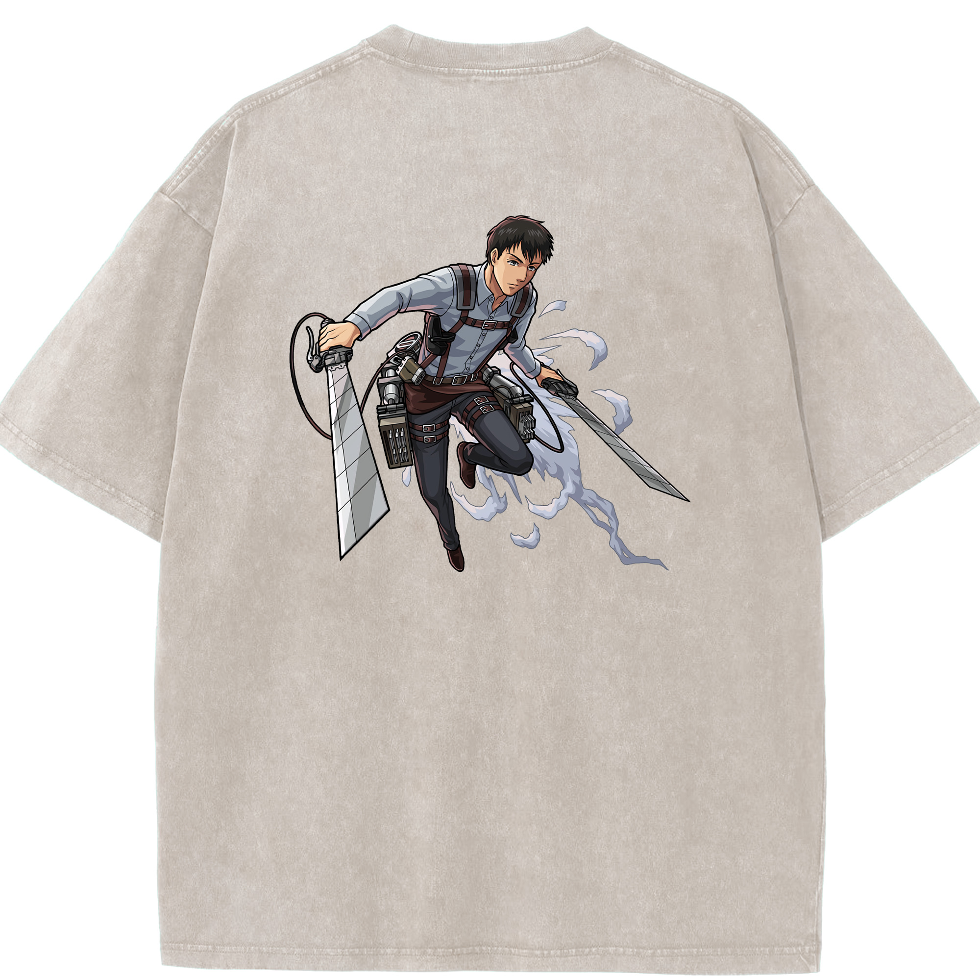 （画像用） 進撃の巨人 ベルトルト・フーバー Attack on Titan Bertholdt Hoover 綿100% ヴィンテージ風 半袖Tシャツ（背面プリント）