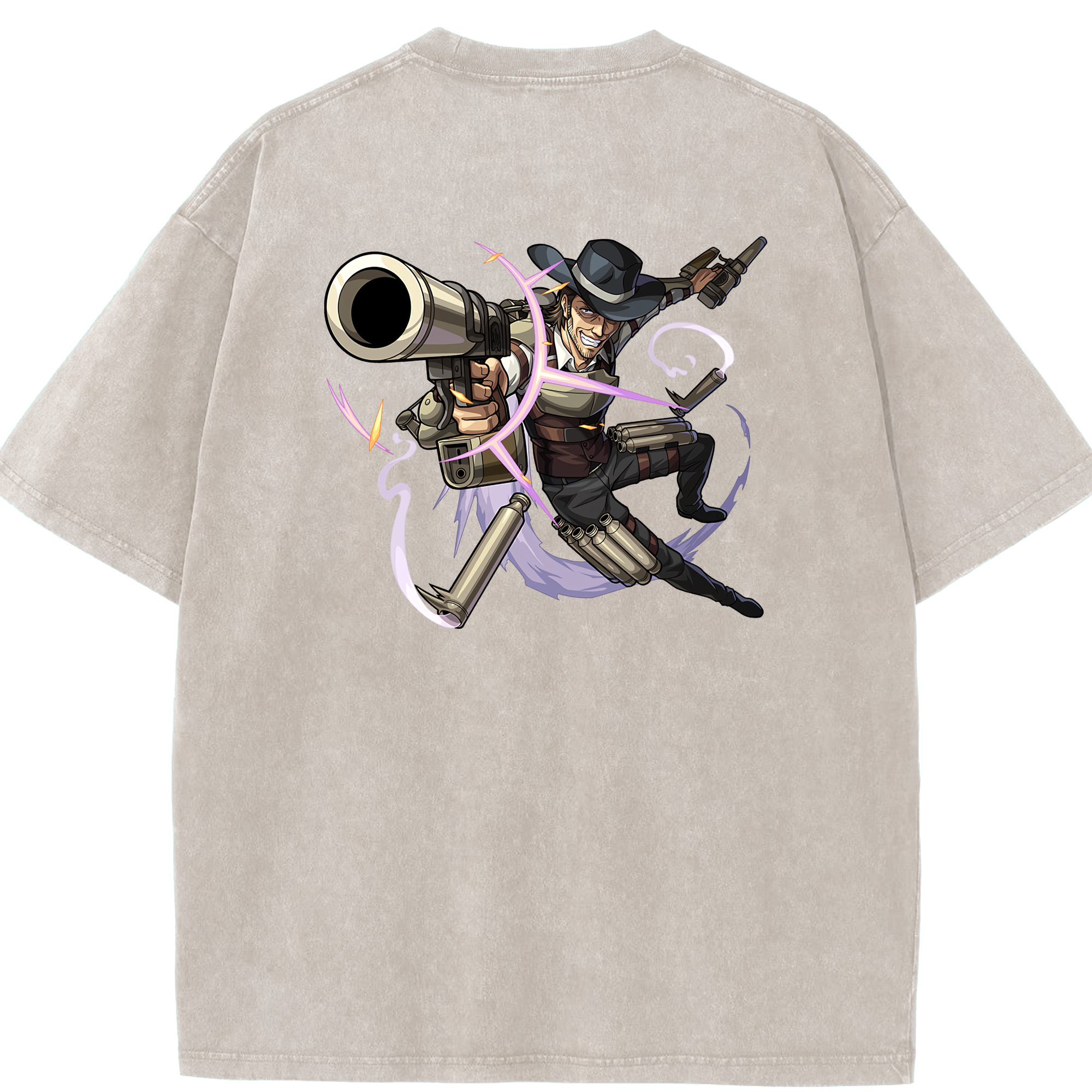 （画像用） 進撃の巨人 ケニー·アッカーマン Attack on Titan Kenny Ackerman 綿100% ヴィンテージ風 半袖Tシャツ（背面プリント）