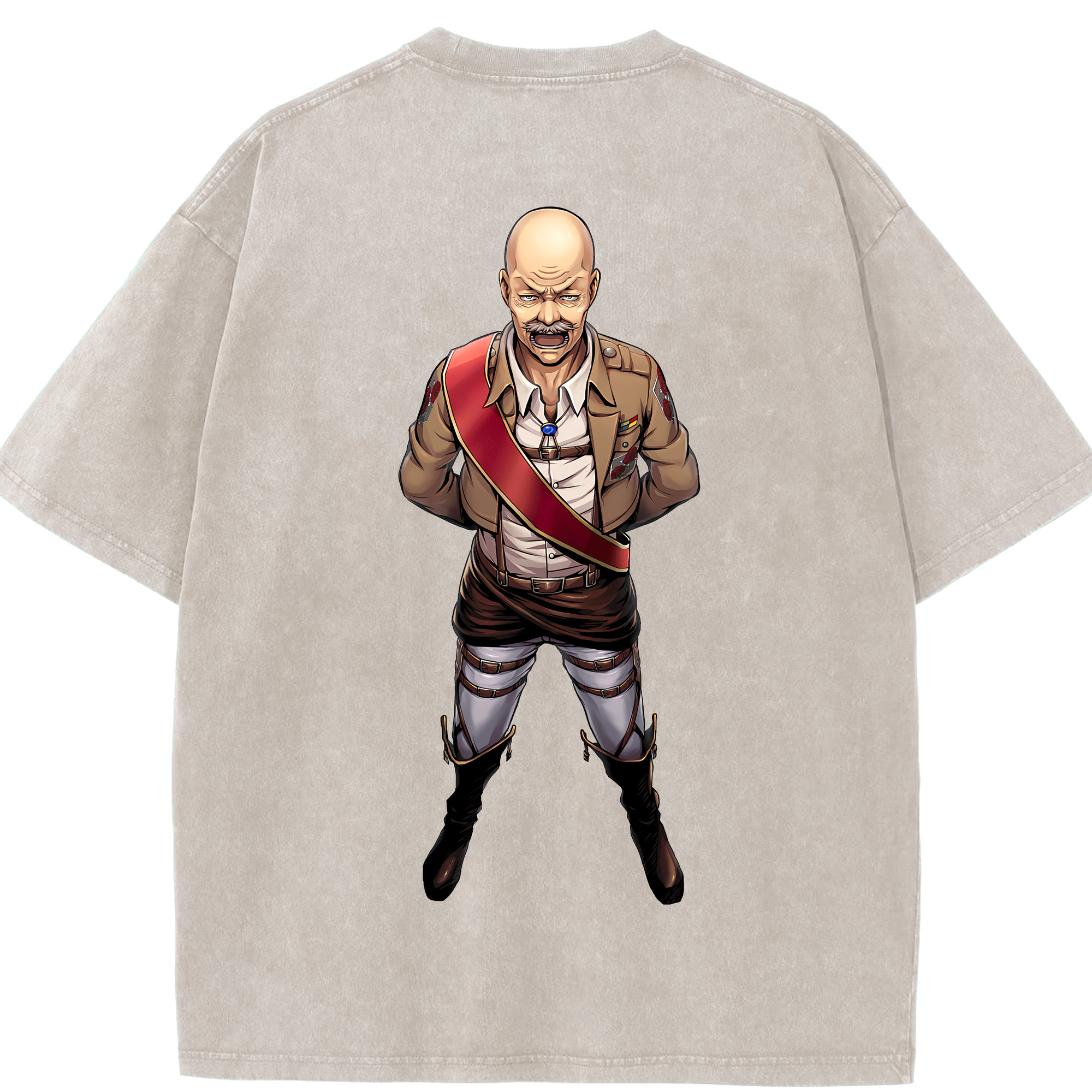 （画像用） 進撃の巨人 ドット·ピクシス Attack on Titan Dot Pixis 綿100% ヴィンテージ風 半袖Tシャツ（背面プリント）