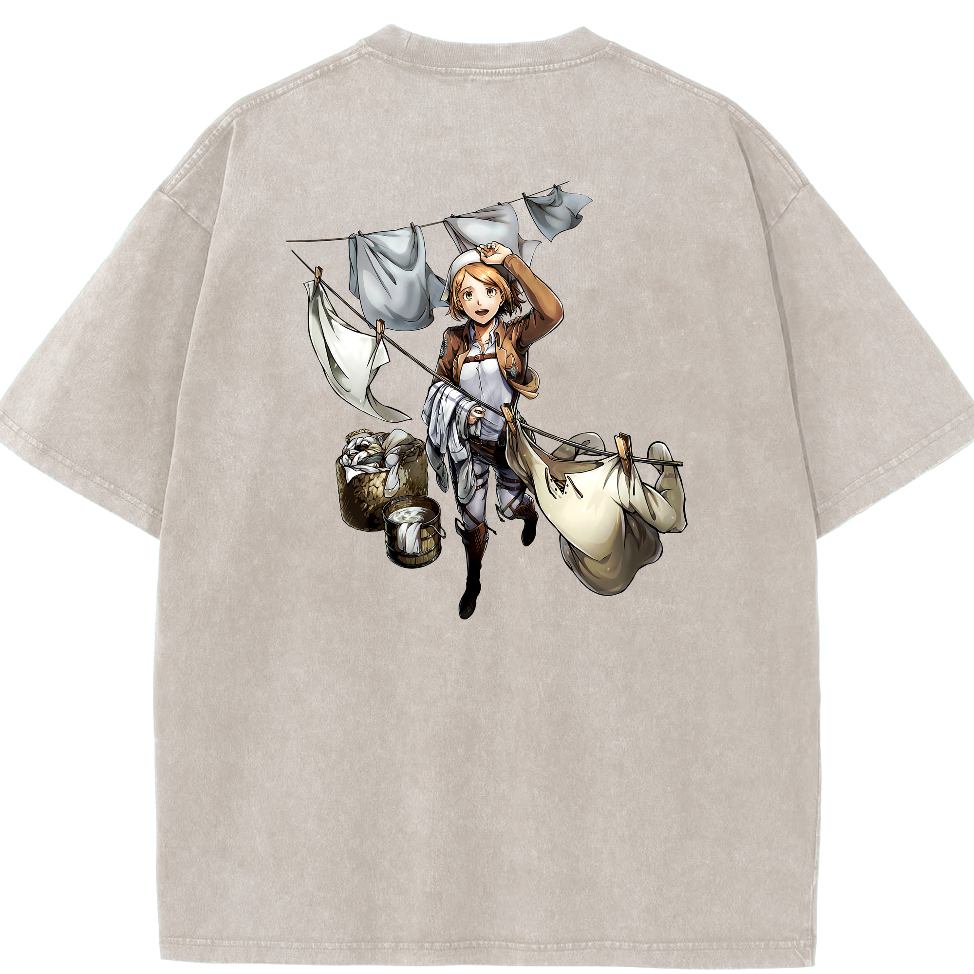 （画像用） 進撃の巨人 ペトラ·ラル Attack on Titan Petra Rall 綿100% ヴィンテージ風 半袖Tシャツ（背面プリント）