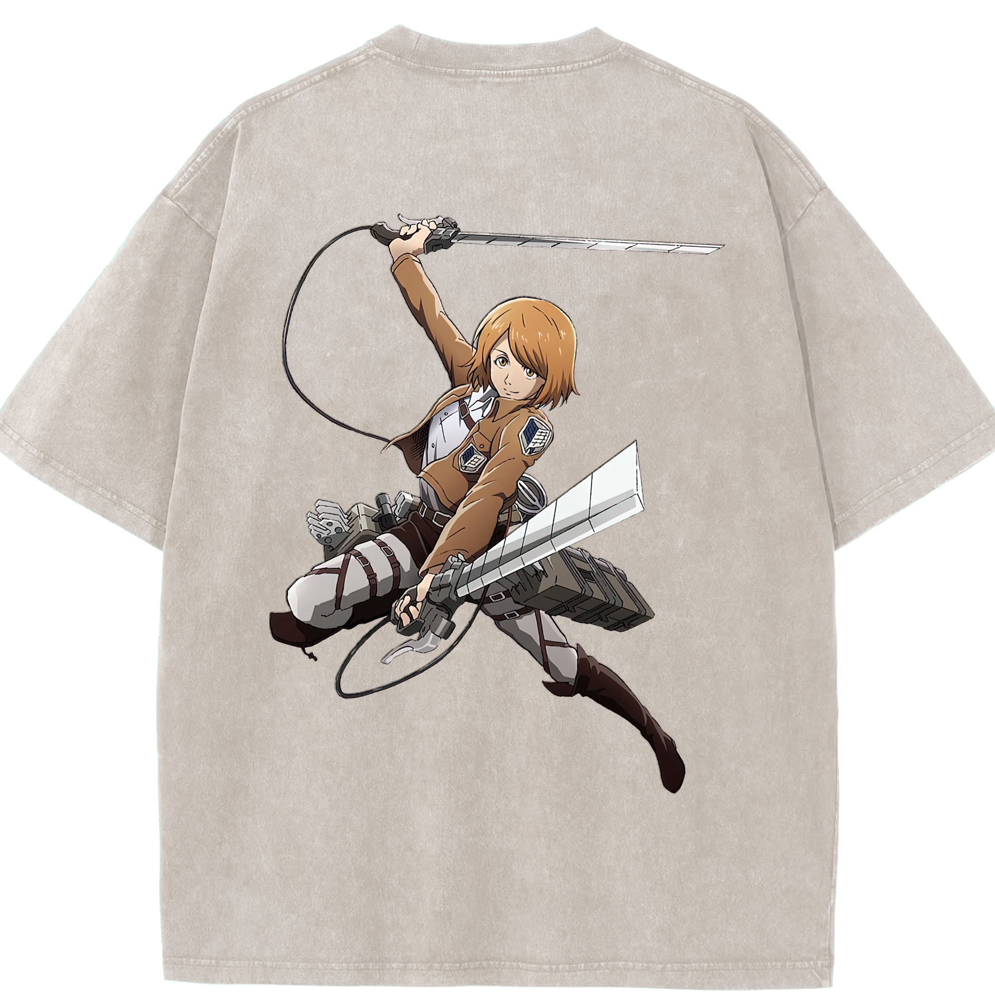 （画像用） 進撃の巨人 ペトラ·ラル Attack on Titan Petra Rall 綿100% ヴィンテージ風 半袖Tシャツ（背面プリント）