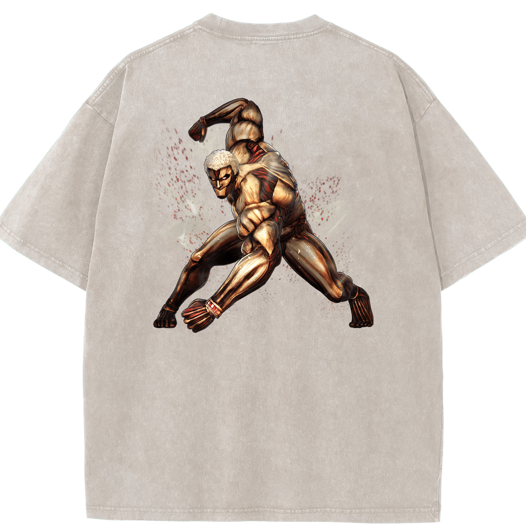 （画像用） 進撃の巨人 Attack on Titan 綿100% ヴィンテージ風 半袖Tシャツ（背面プリント）