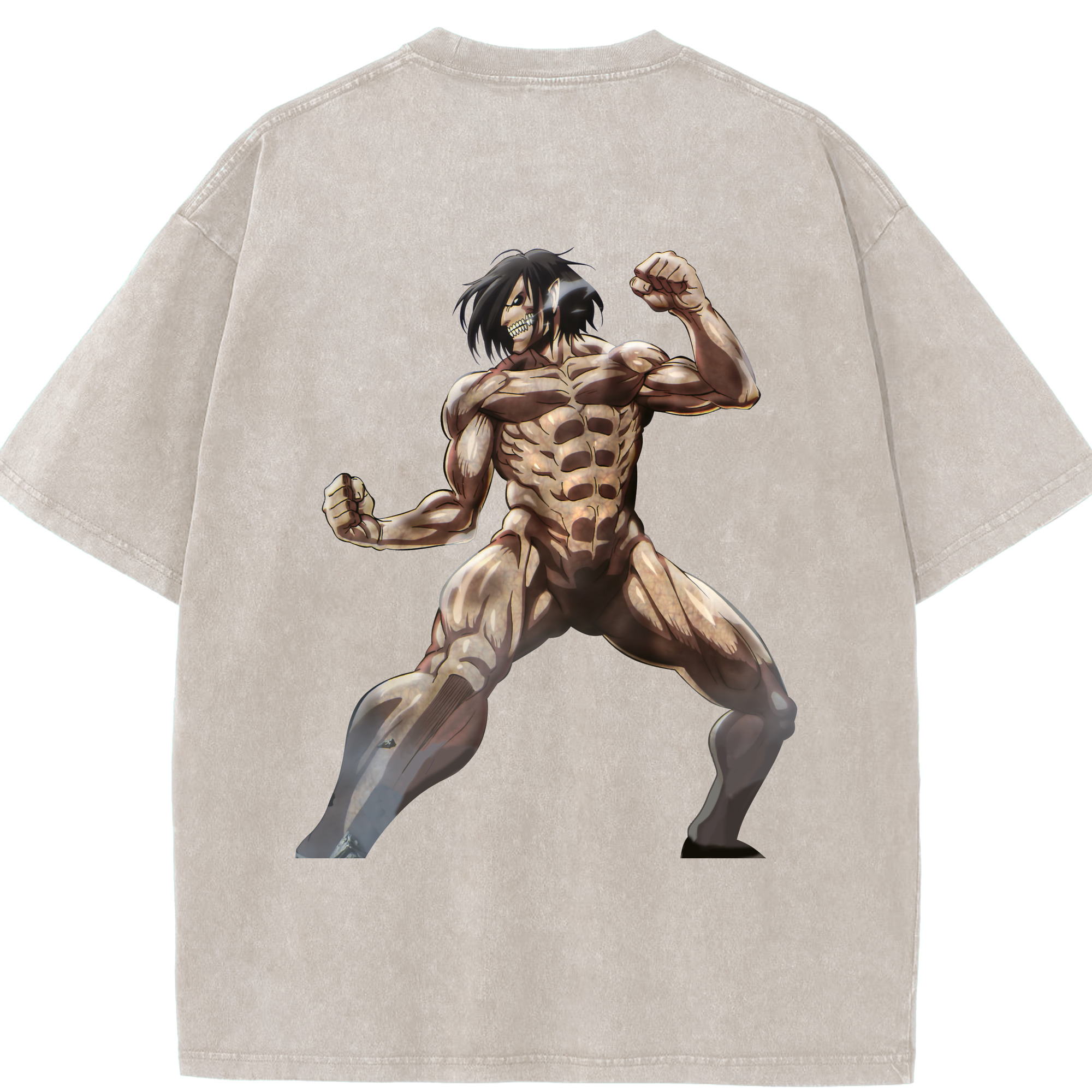 （画像用） 進撃の巨人 Attack on Titan 綿100% ヴィンテージ風 半袖Tシャツ（背面プリント）
